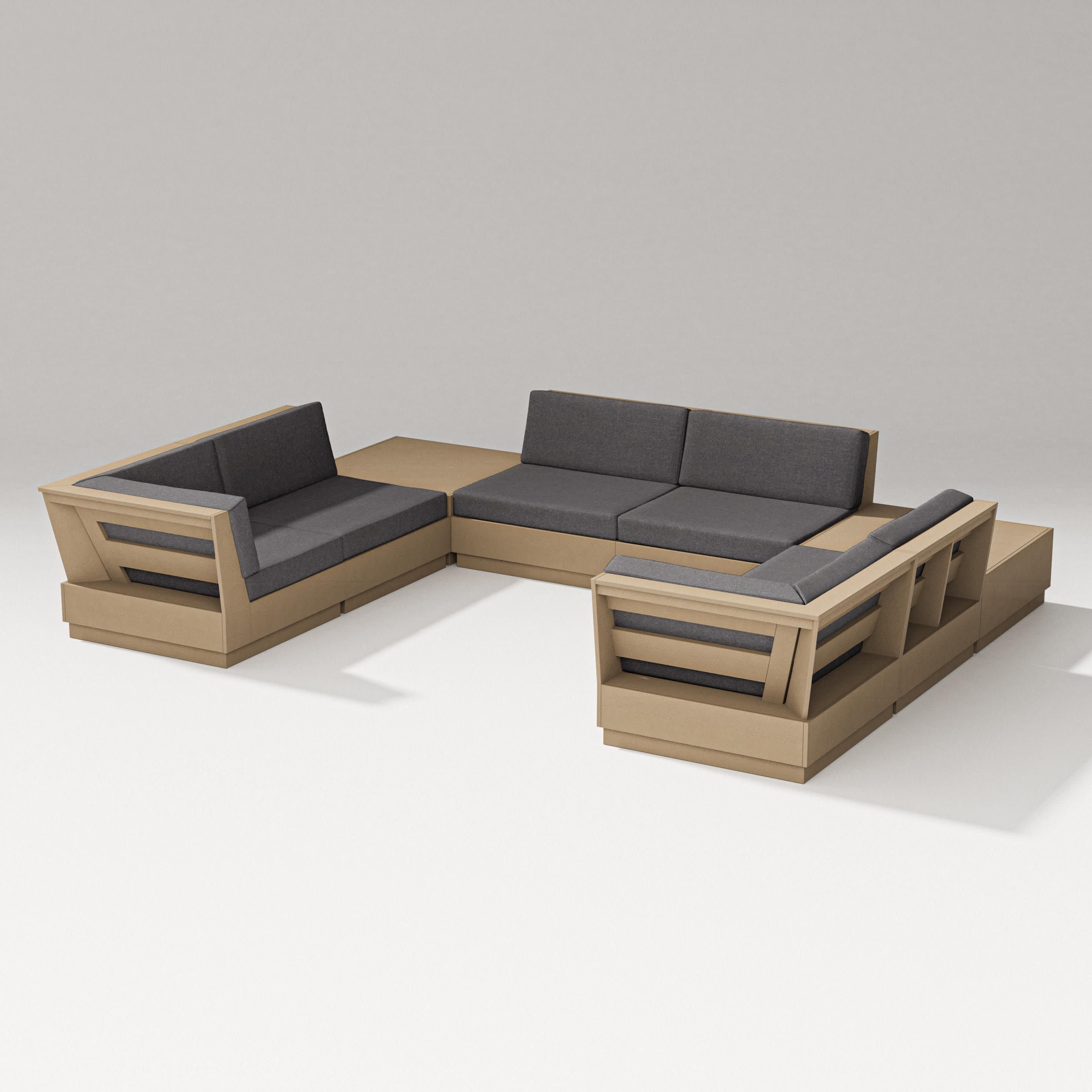 Elevate 8-Piece U-Shaped Sectional in Vintage Sahara / Ash Charcoal