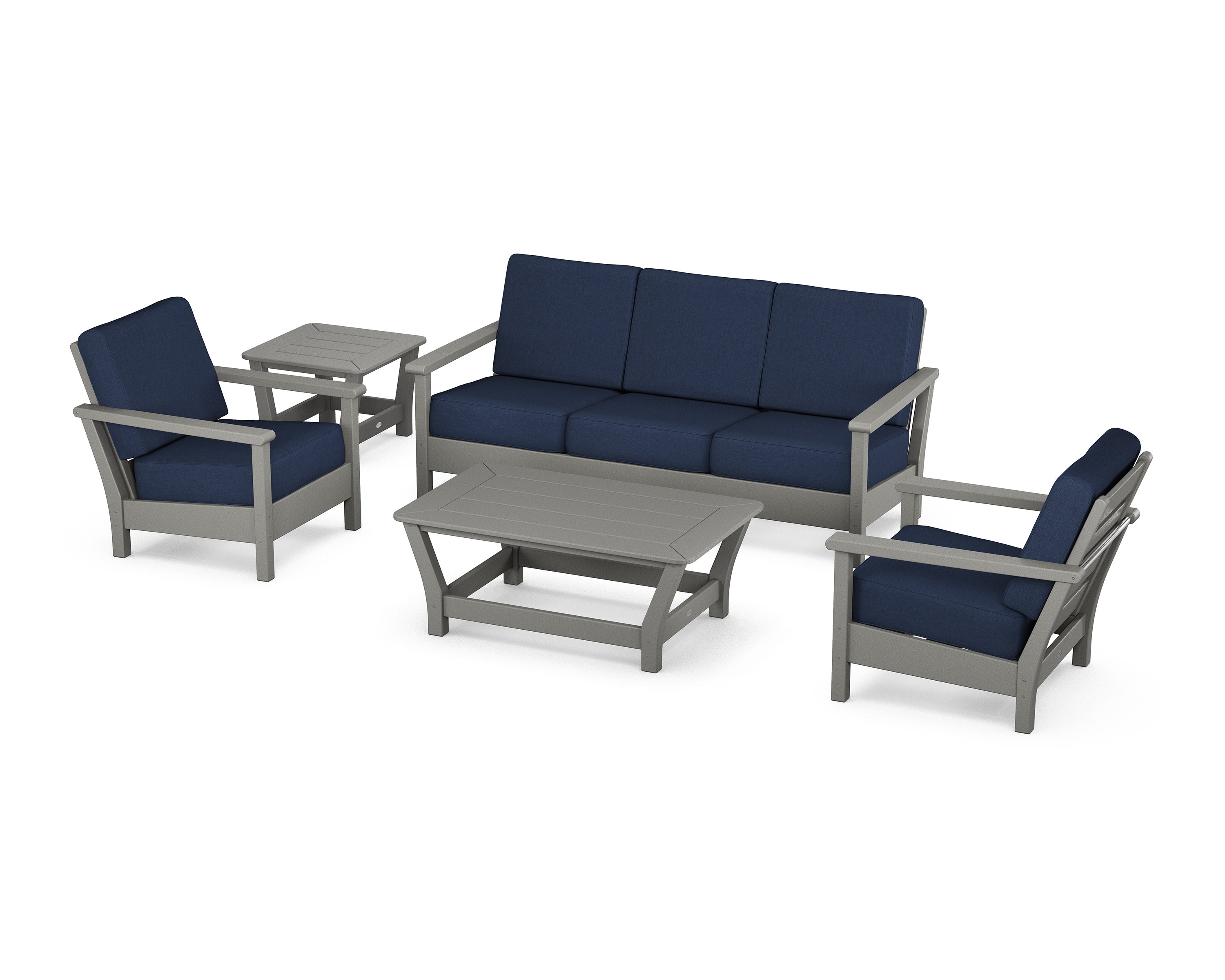 Harbour 5-Piece Deep Seating Set in Slate Grey / Spectrum Indigo