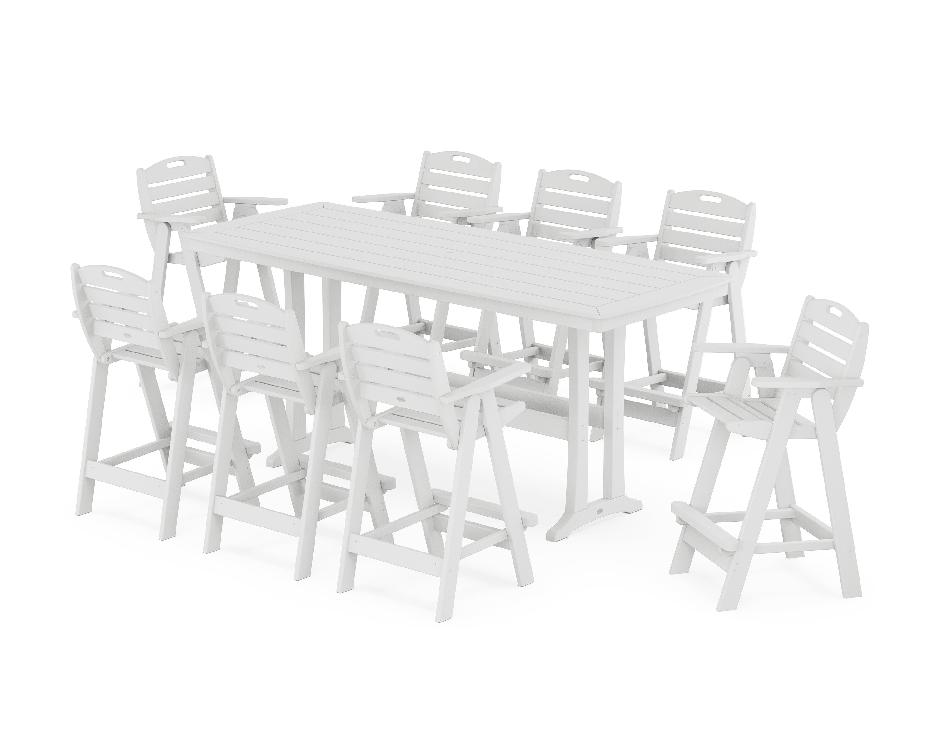 Nautical 9-Piece Bar Set with Trestle Legs in White