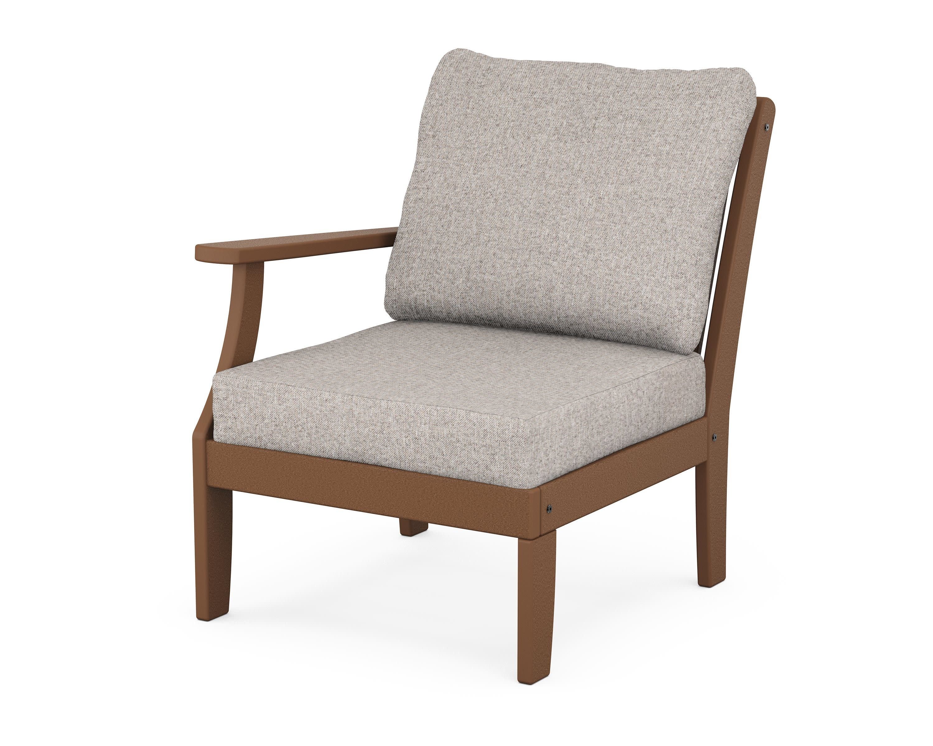Braxton Modular Left Arm Chair in Teak / Weathered Tweed