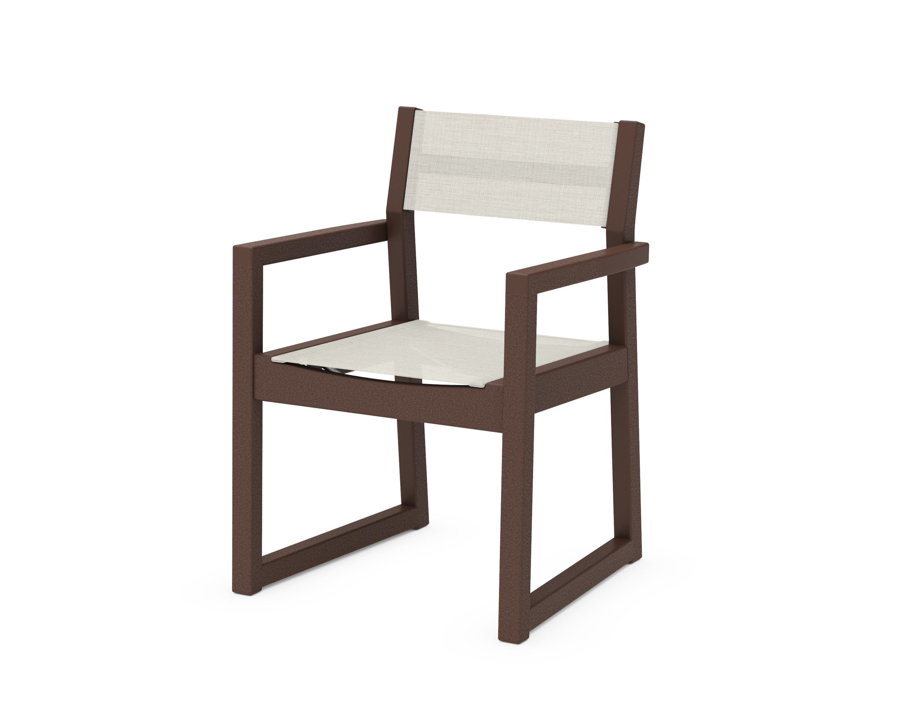 EDGE Sling Dining Arm Chair in Mahogany / Parchment Sling