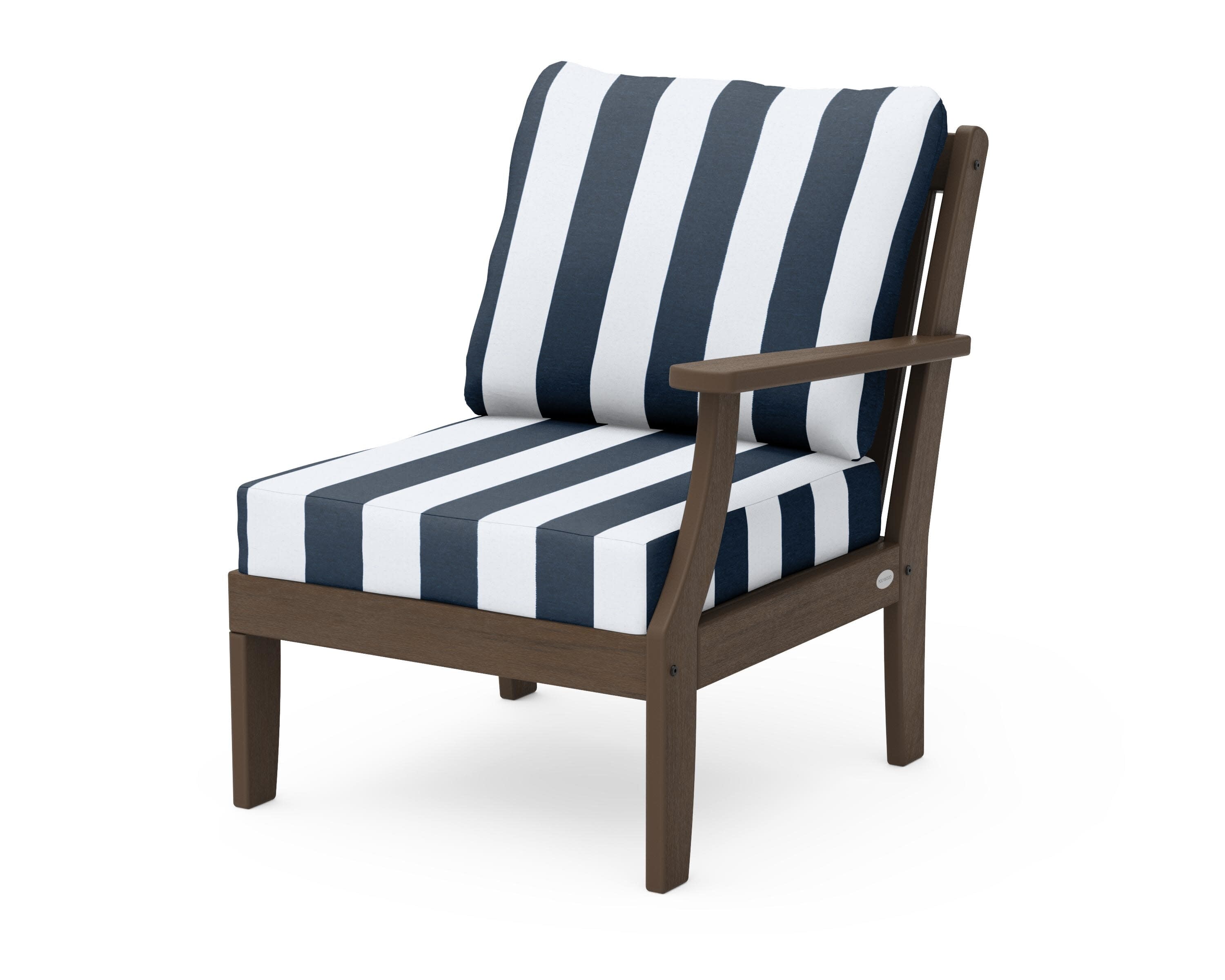 Braxton Modular Right Arm Chair in Kona / Cabana Stripe Marine Indigo