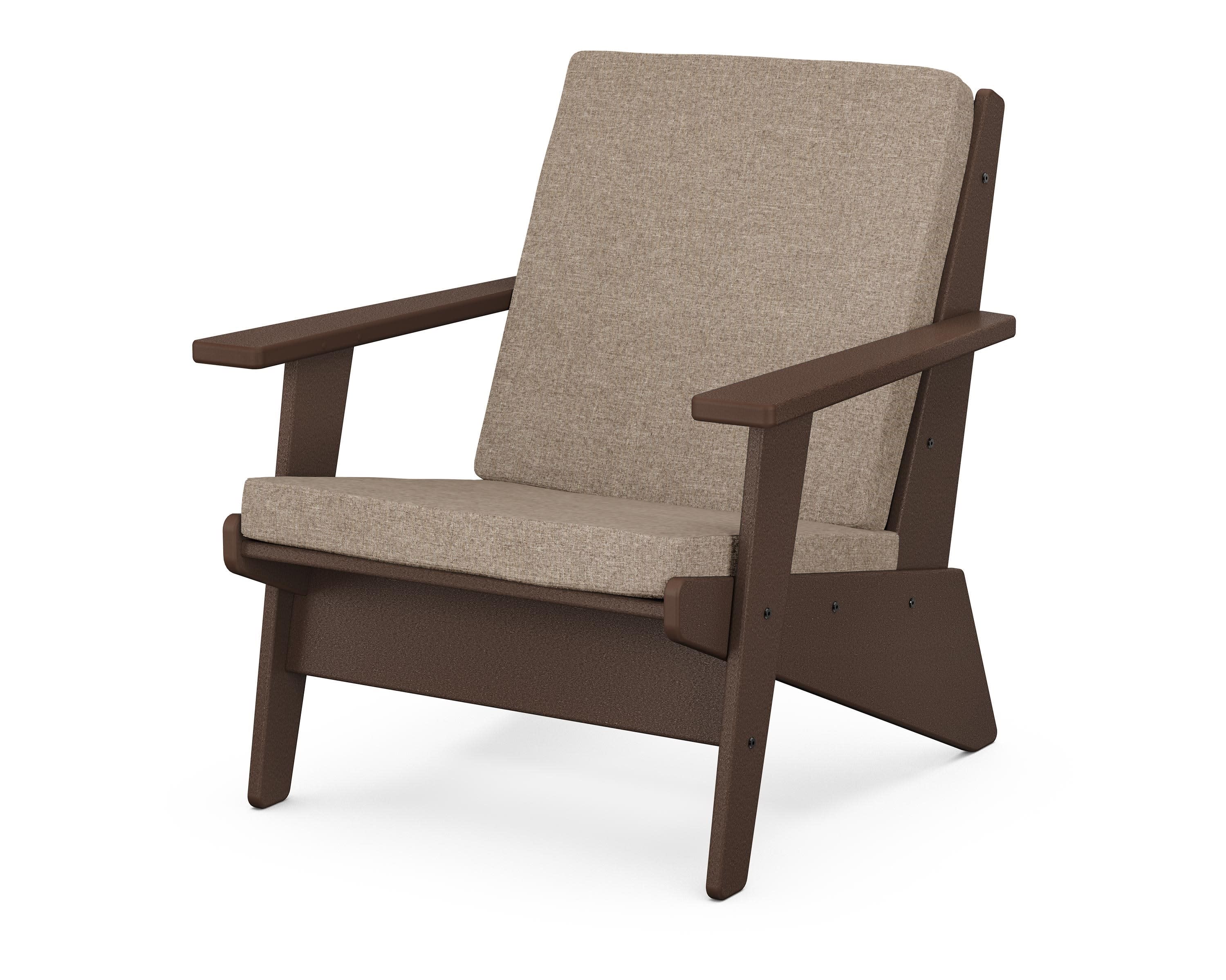 Riviera Modern Lounge Chair in Mahogany / Spiced Burlap