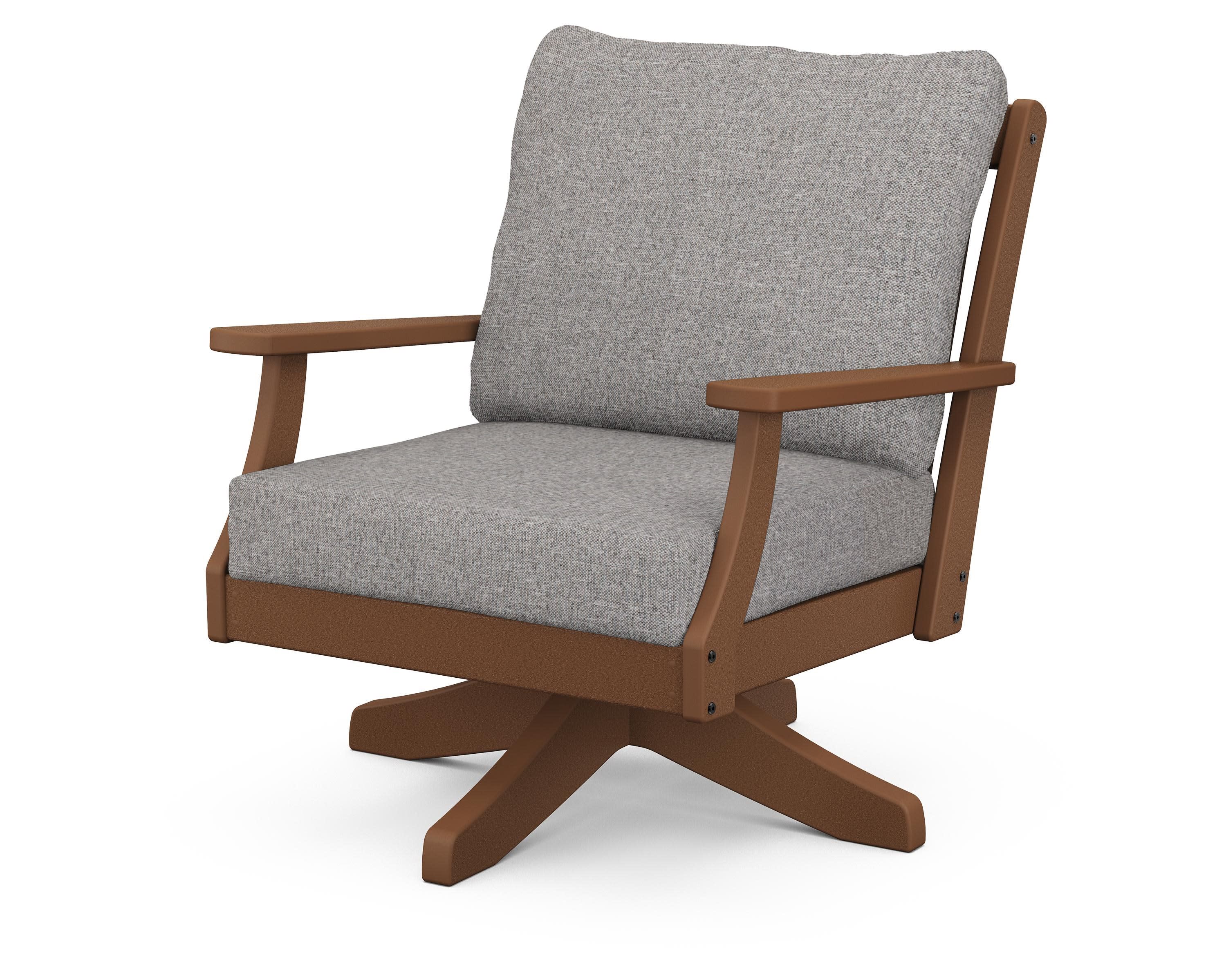 Braxton Deep Seating Swivel Chair in Teak / Grey Mist
