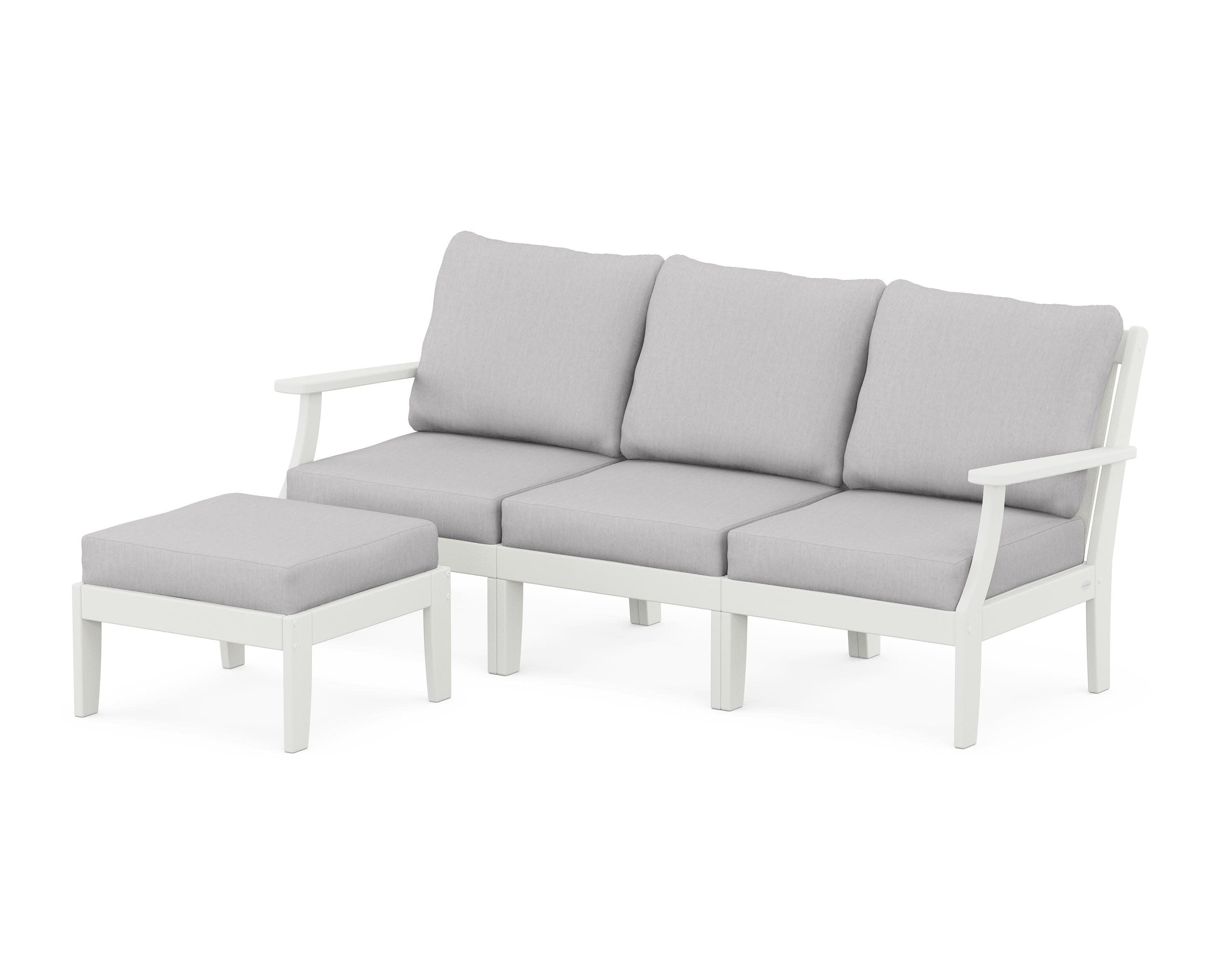 Braxton Modular 4-Piece Deep Seating Set with Ottoman in Vintage White / Granite