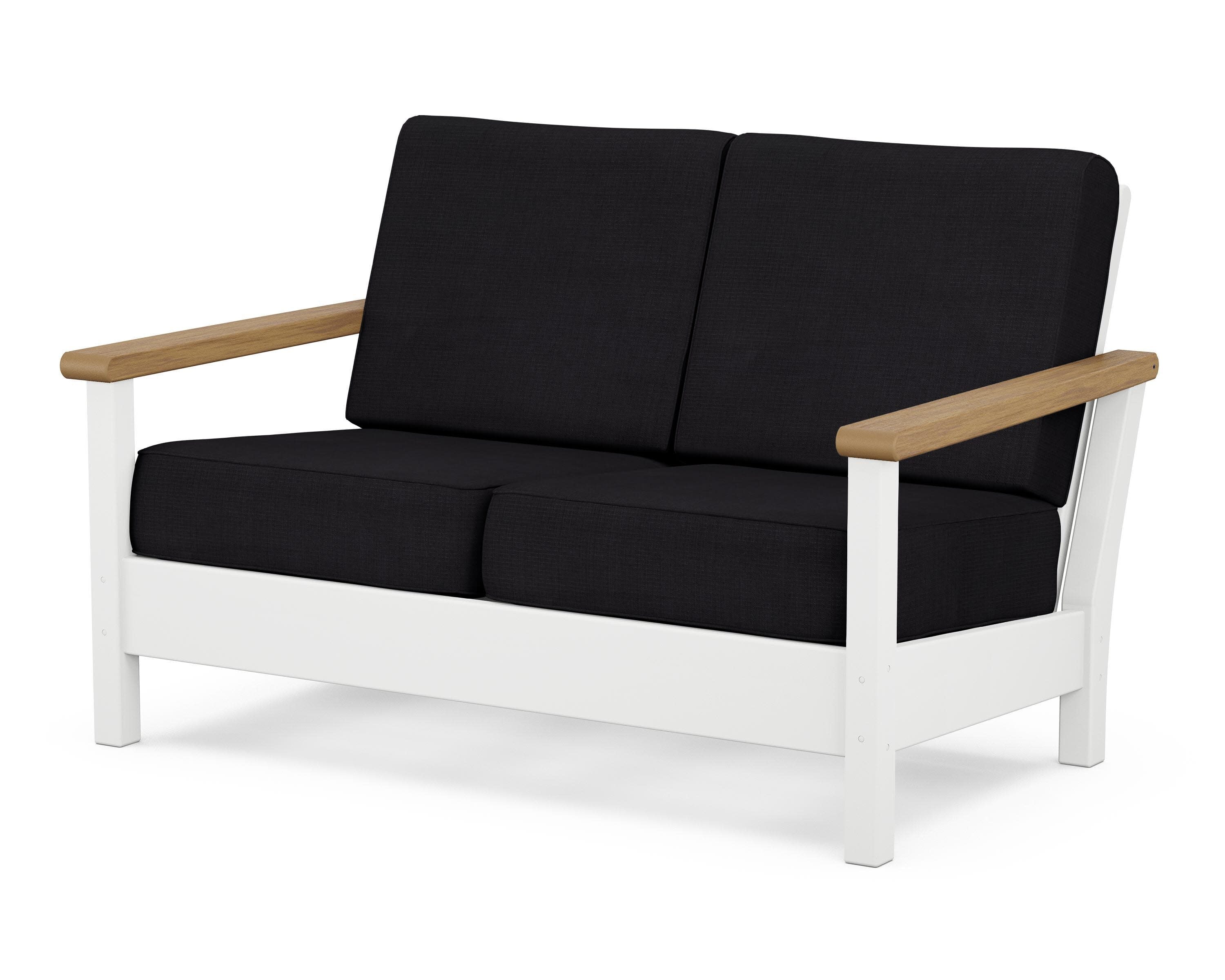 Harbour Deep Seating Loveseat in White / Natural / Midnight Linen