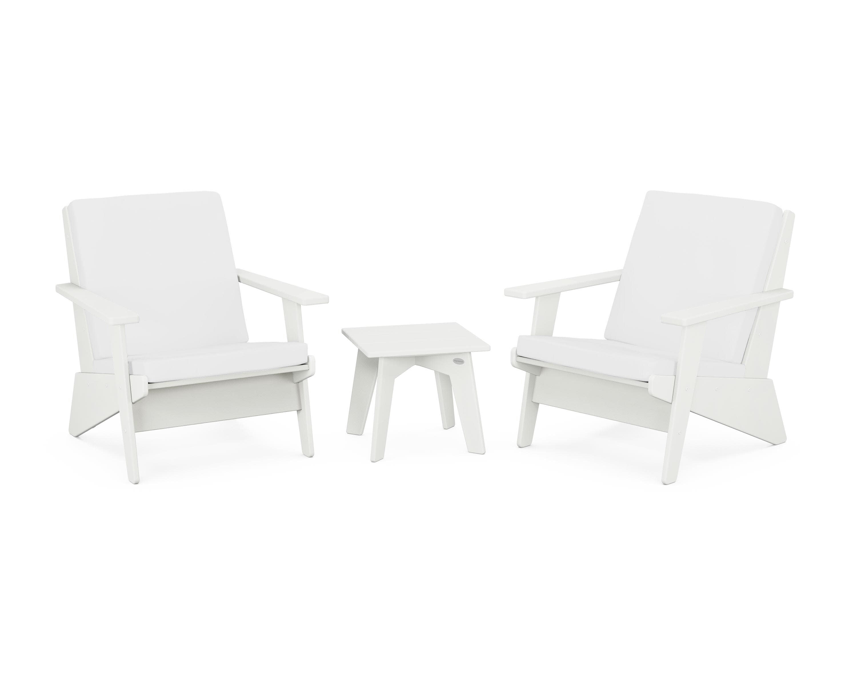 Riviera Modern Lounge 3-Piece Set in Vintage White / Natural