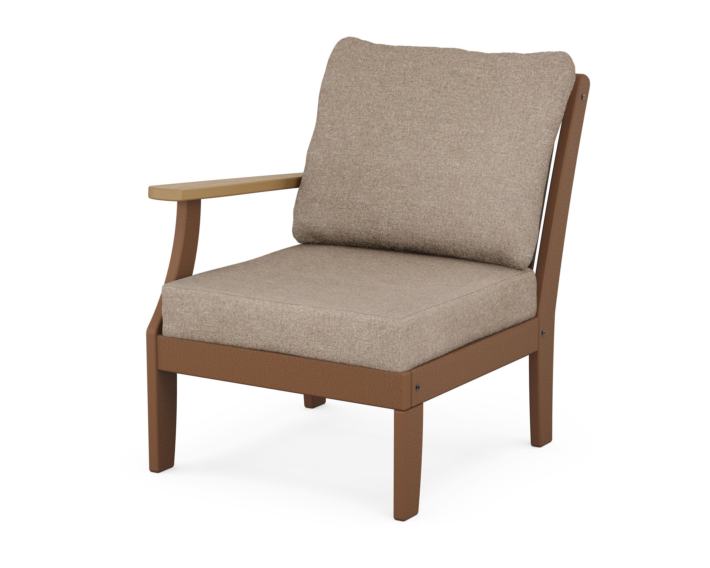 Braxton Modular Left Arm Chair in Teak / Natural / Spiced Burlap