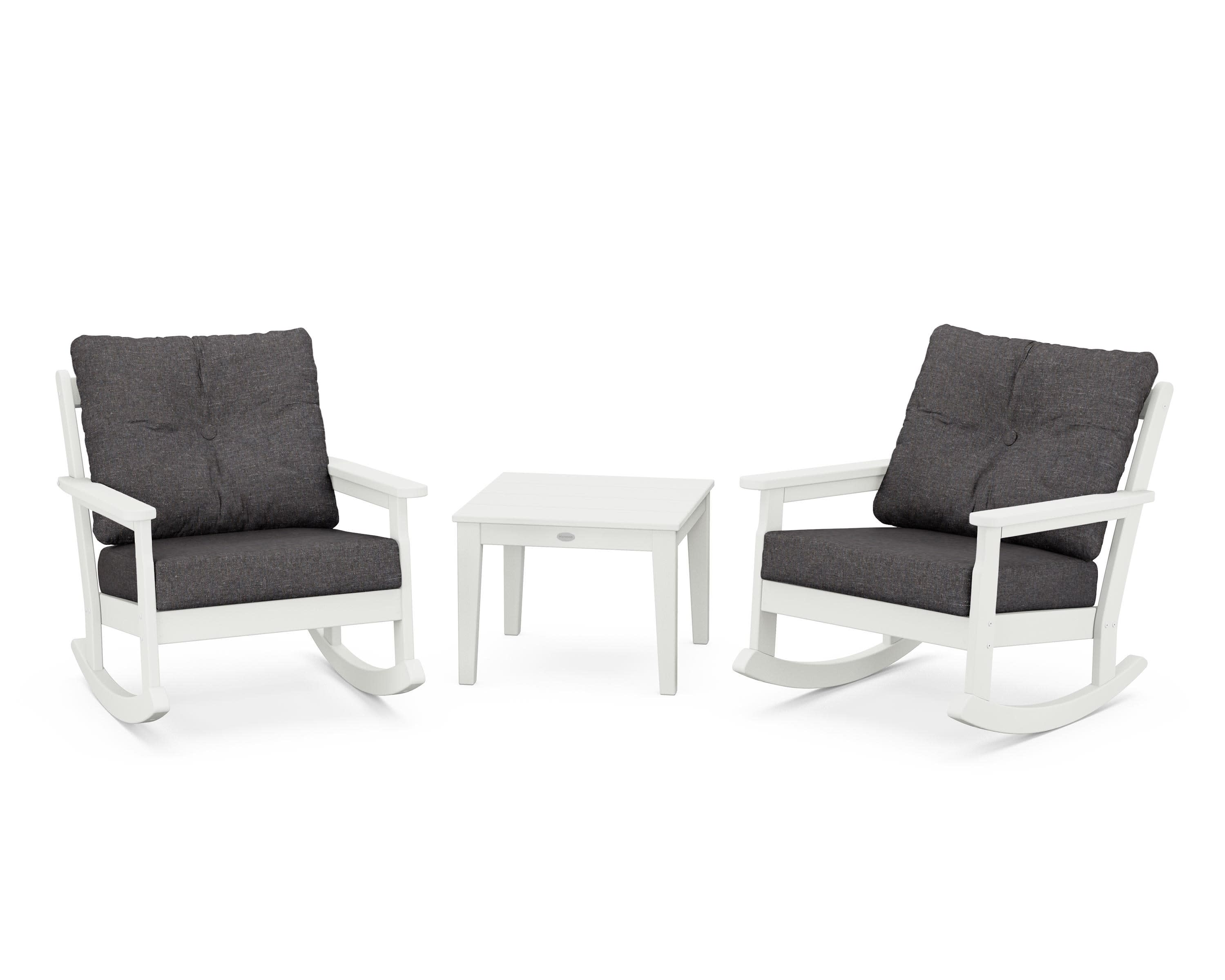 Vineyard 3-Piece Deep Seating Rocker Set in Vintage White / Ash Charcoal