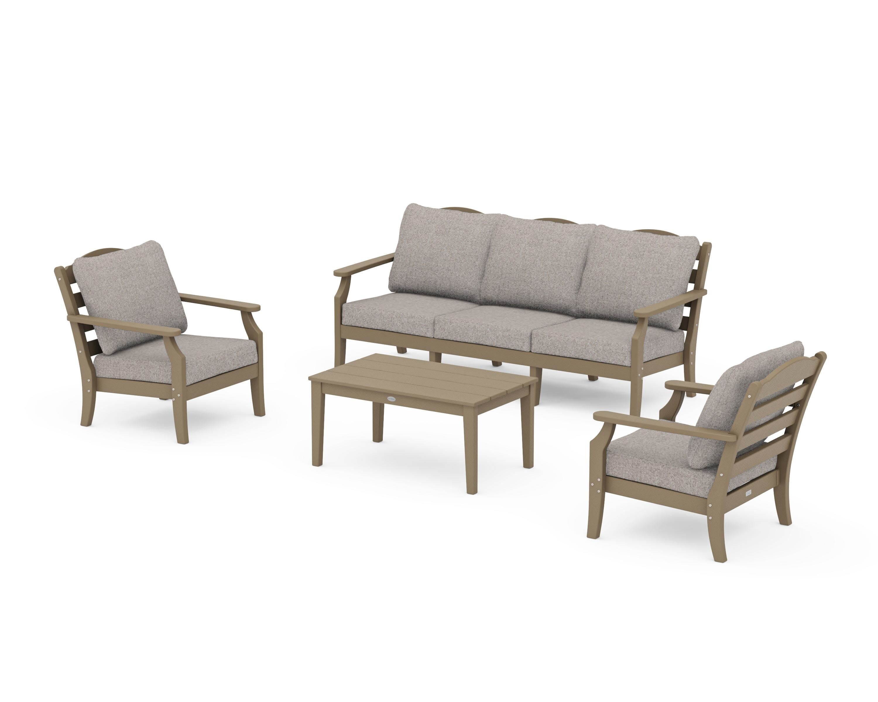 Savannah 4-Piece Deep Seating Set with Sofa in Vintage Sahara / Weathered Tweed