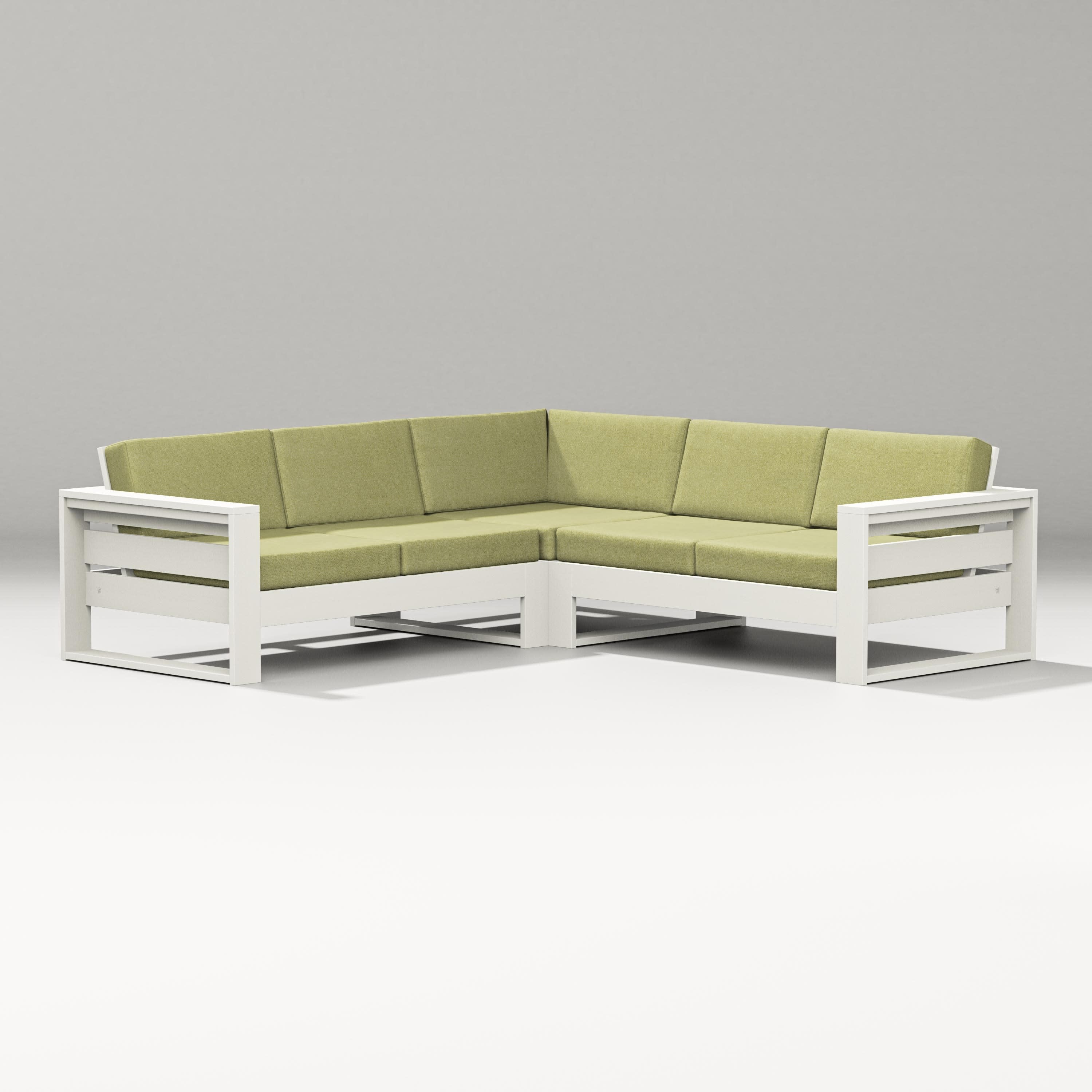 Latitude Corner Sectional in Vintage White / Chartreuse Boucle
