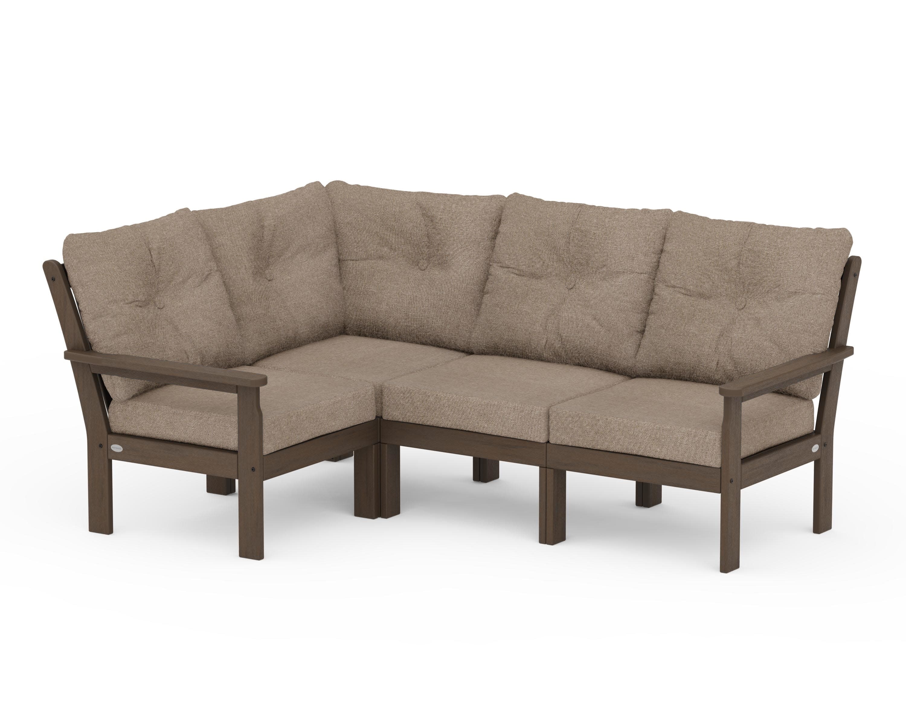 Vineyard 4-Piece Sectional in Kona / Spiced Burlap