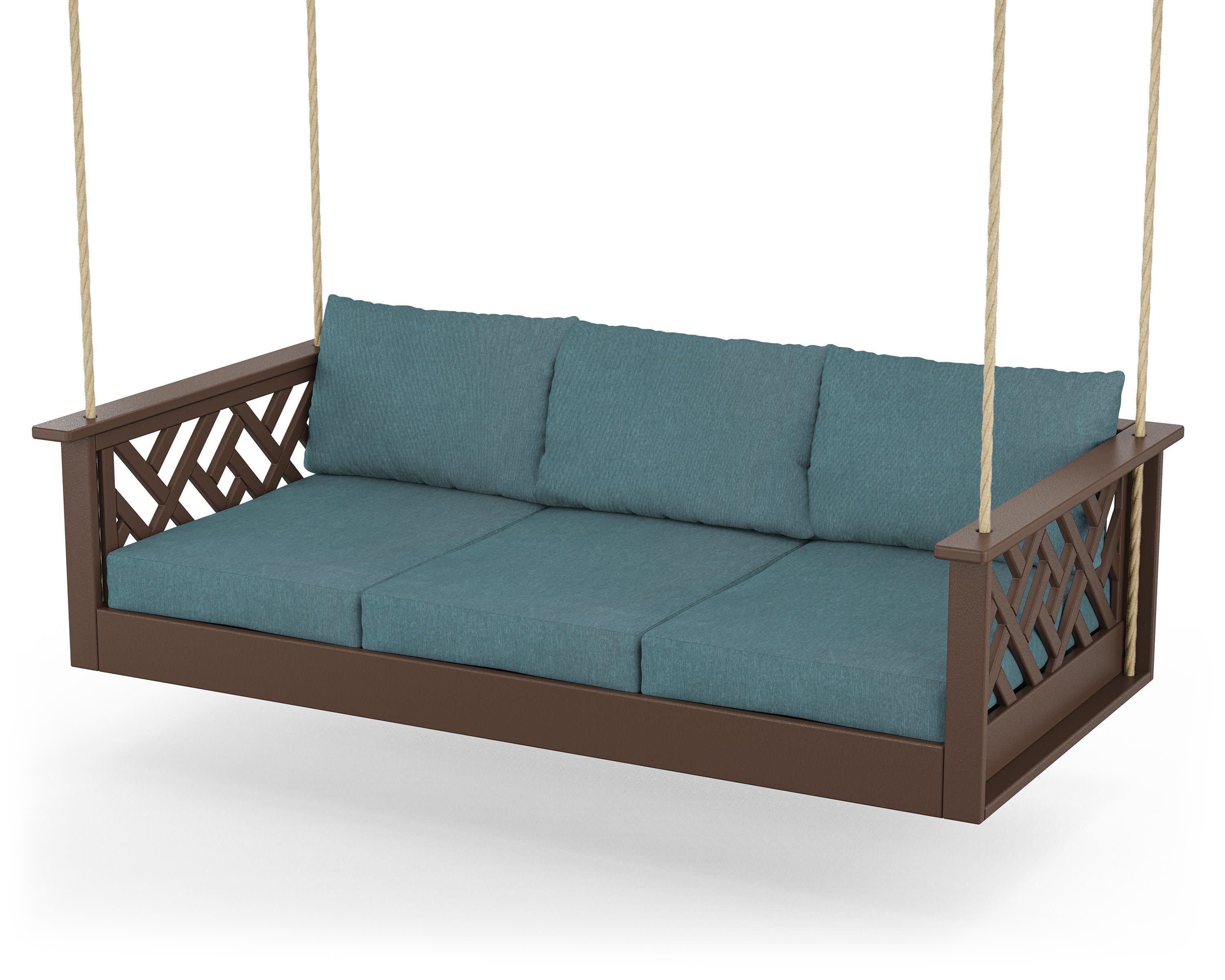Chippendale Daybed Swing in Mahogany / Ocean Teal