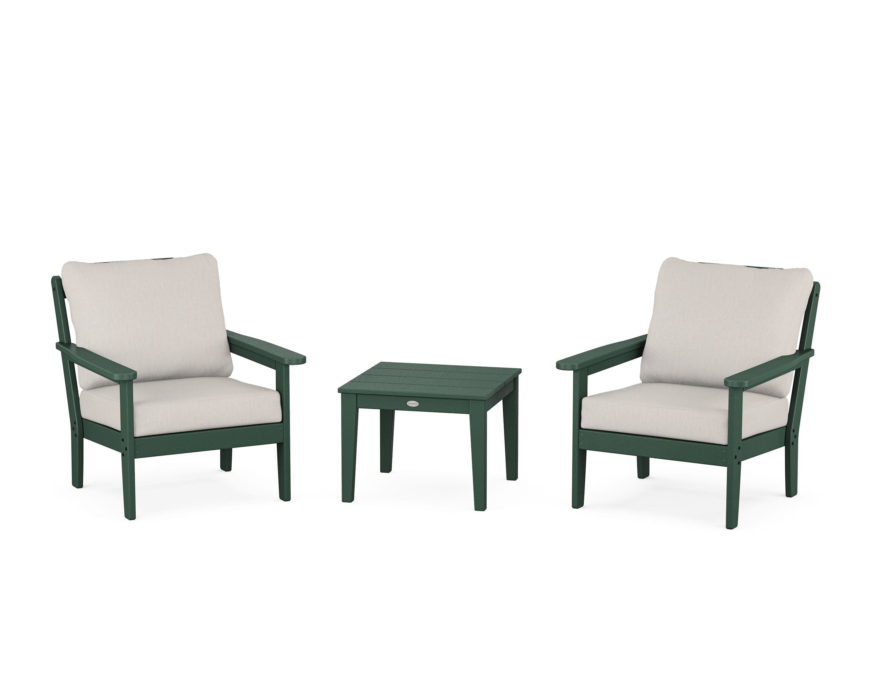 Cottage 3-Piece Deep Seating Set in Green / Cast Ash