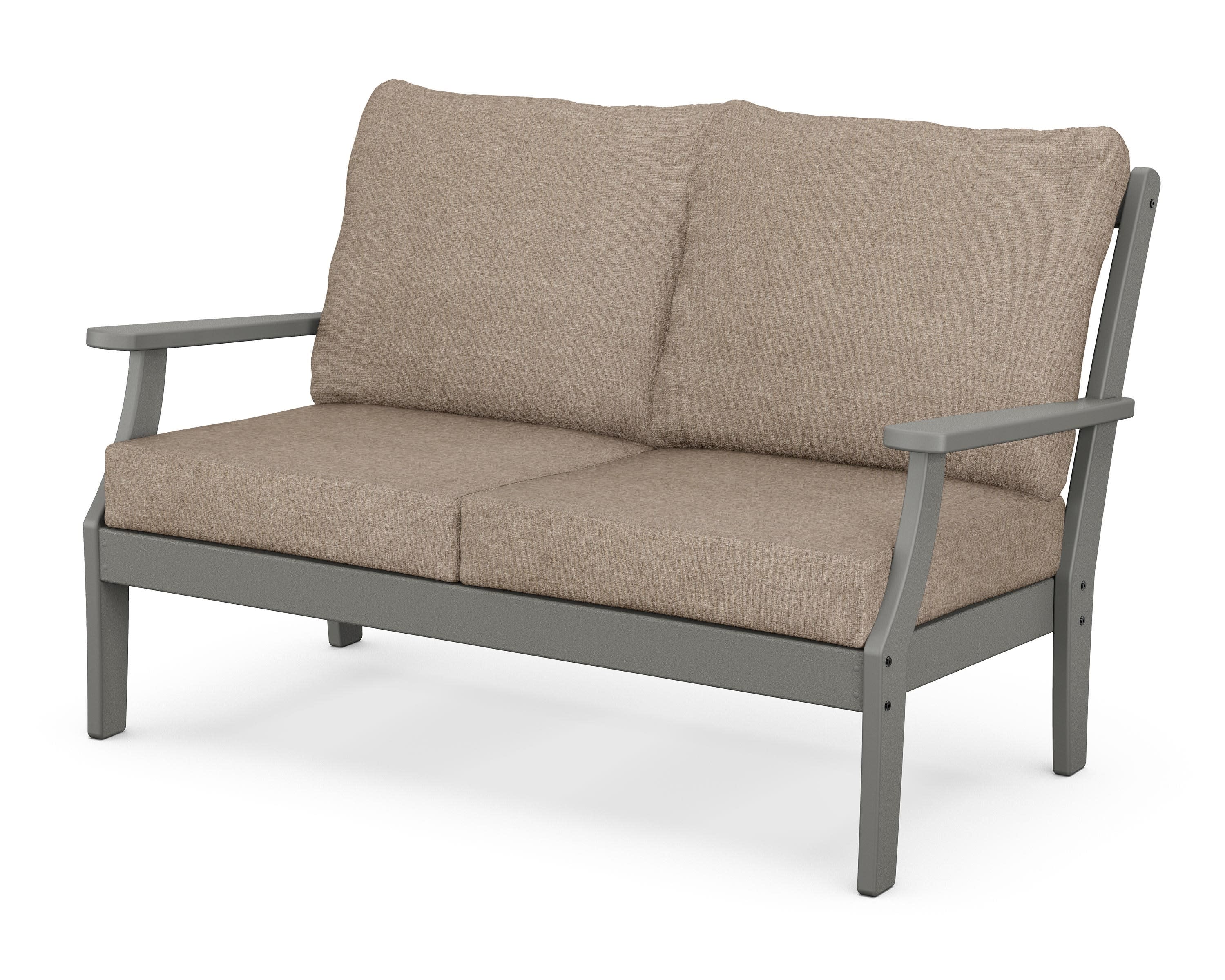 Braxton Deep Seating Loveseat in Slate Grey / Spiced Burlap
