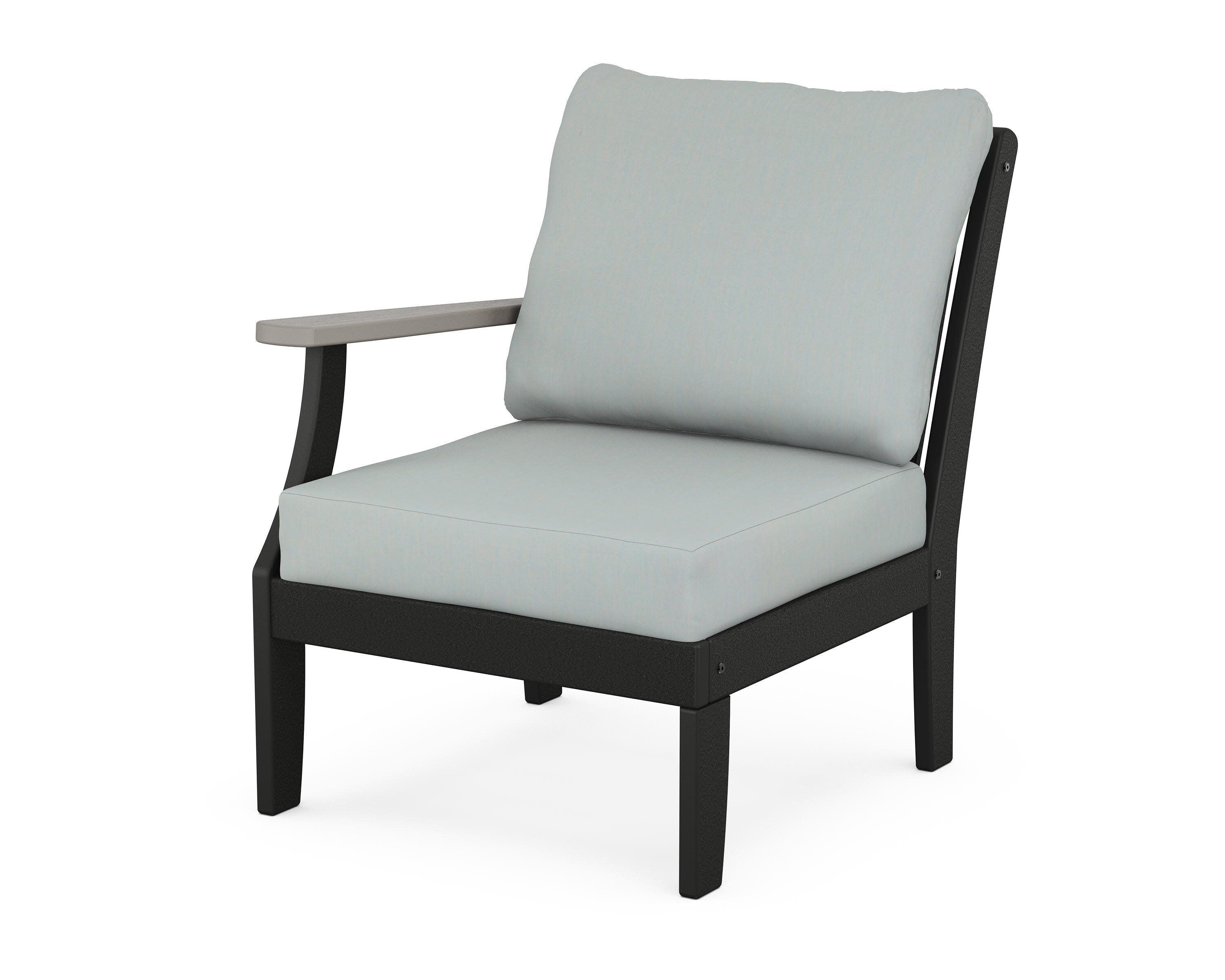 Braxton Modular Left Arm Chair in Black / Driftwood / Spa