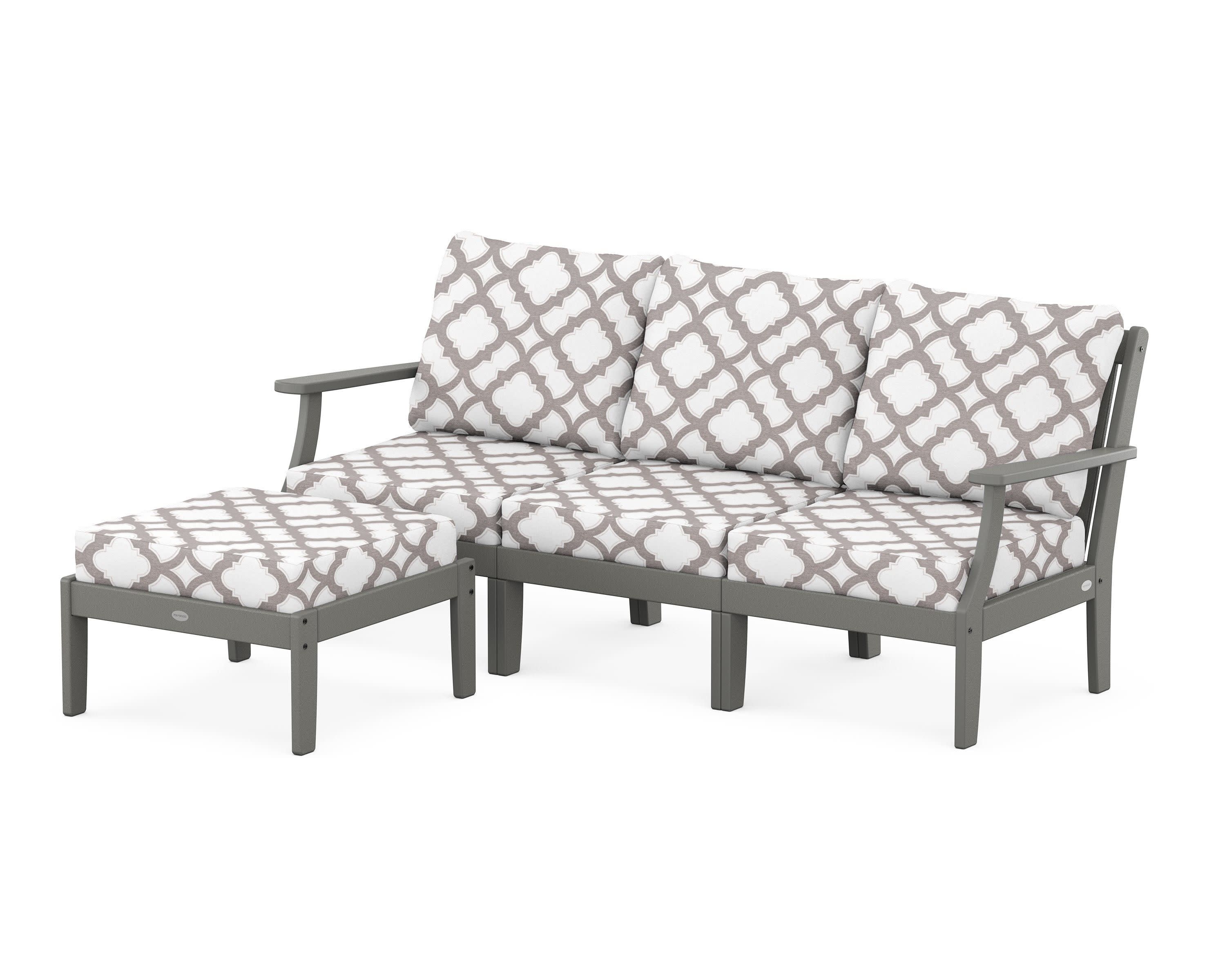 Braxton Modular 4-Piece Deep Seating Set with Ottoman in Slate Grey / Trellis Grey Mist