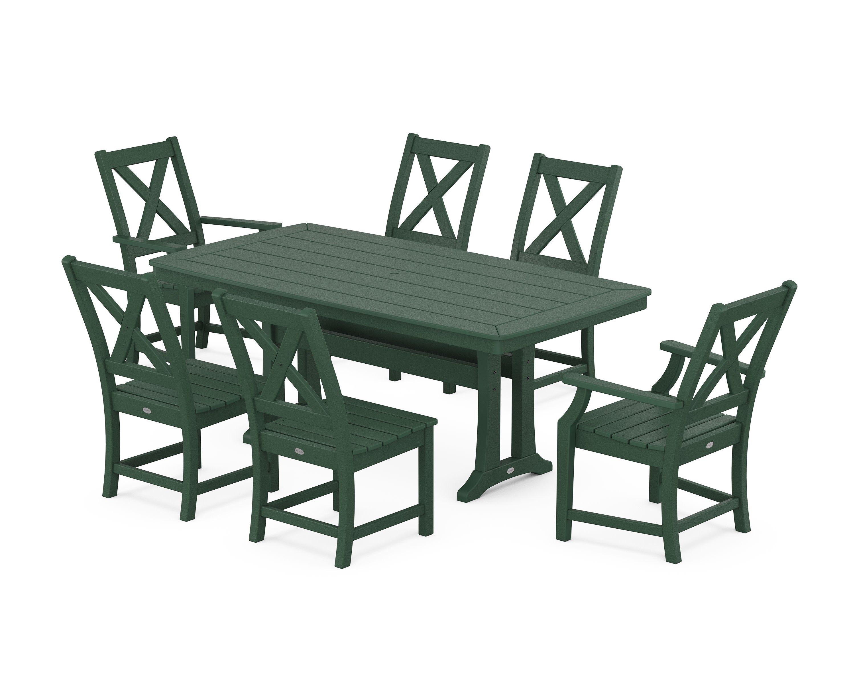 Braxton 7-Piece Dining Set with Trestle Legs in Green