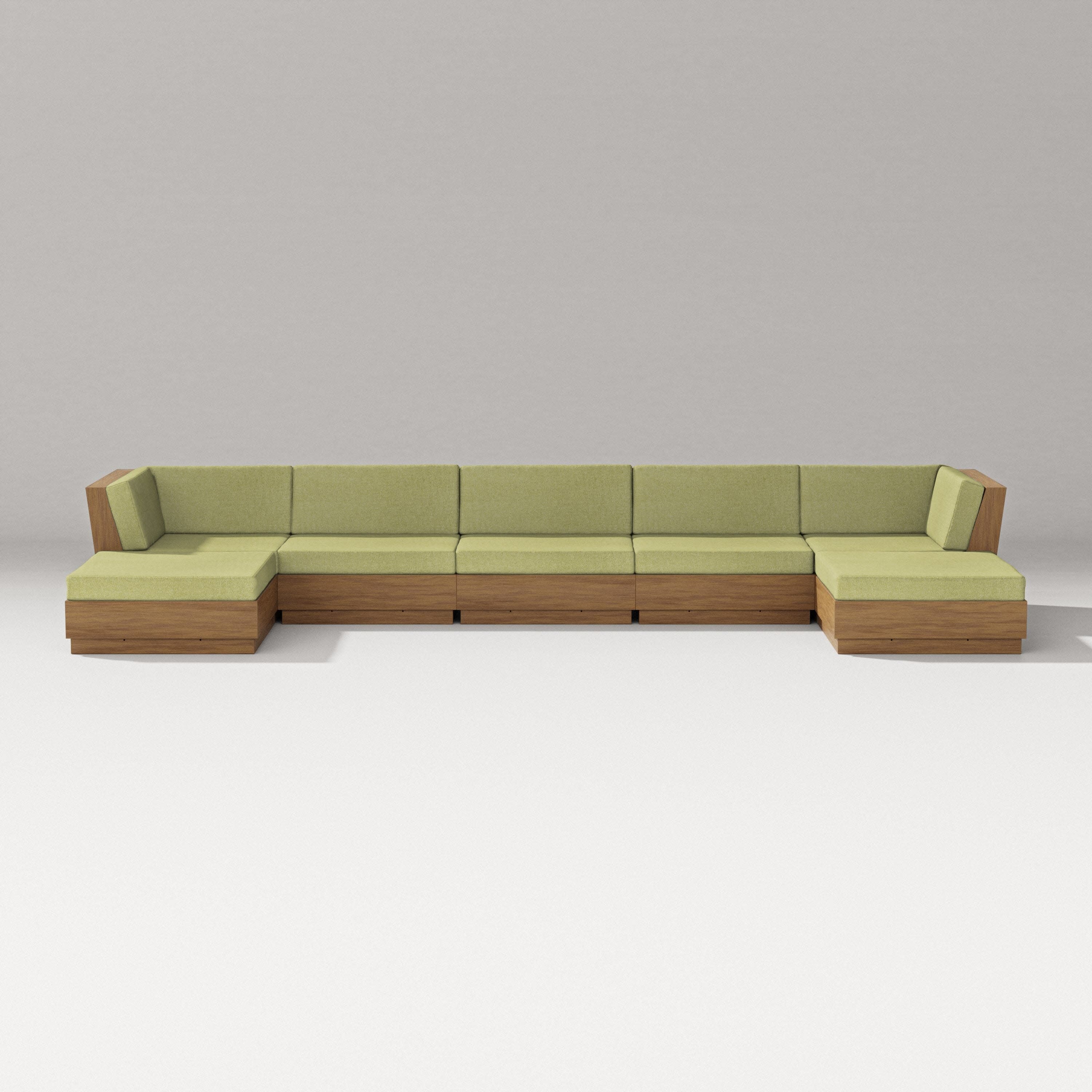Elevate 7-Piece Double Chaise Sectional in Natural / Chartreuse Boucle