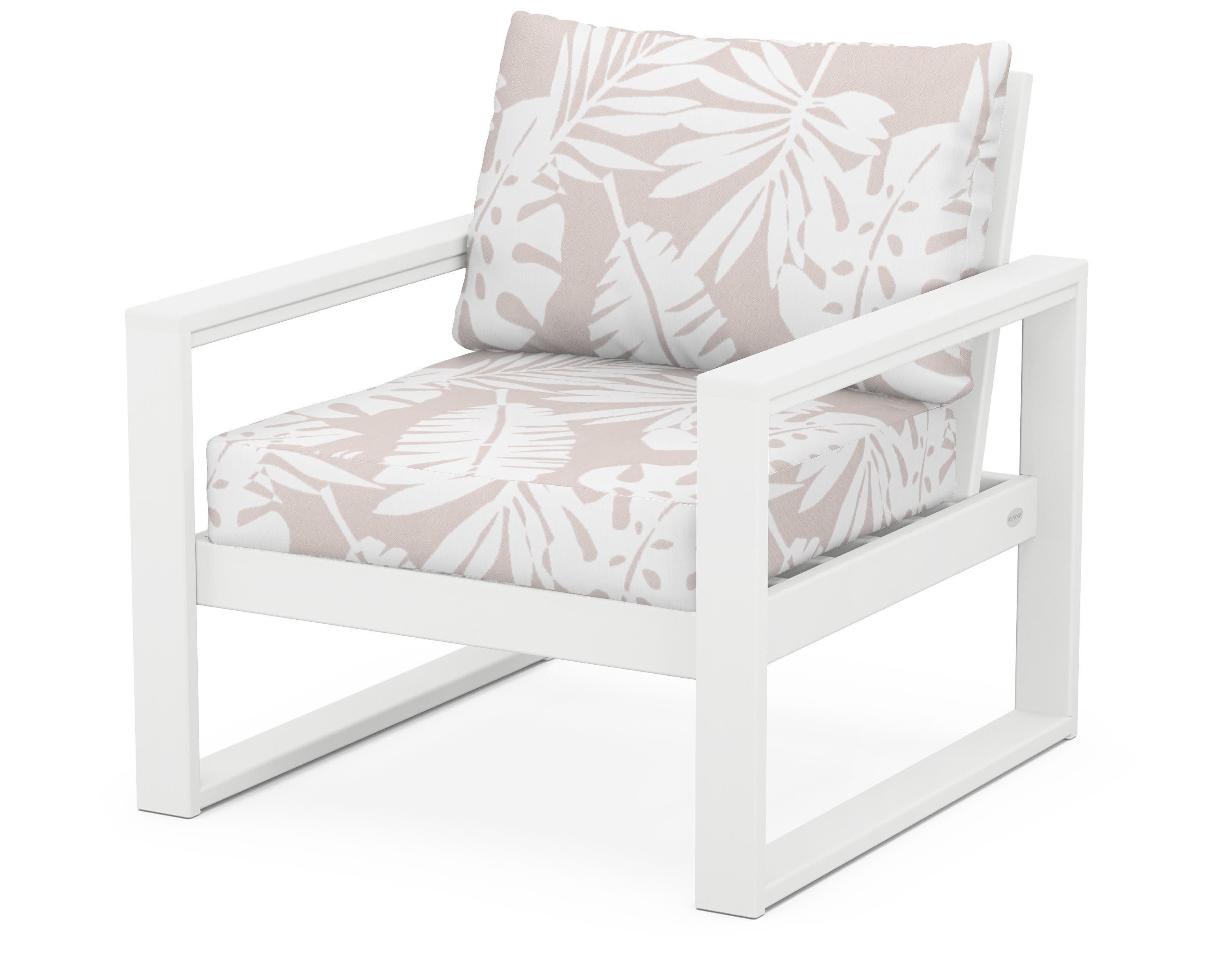 EDGE Club Chair in White / Leaf Dune Burlap
