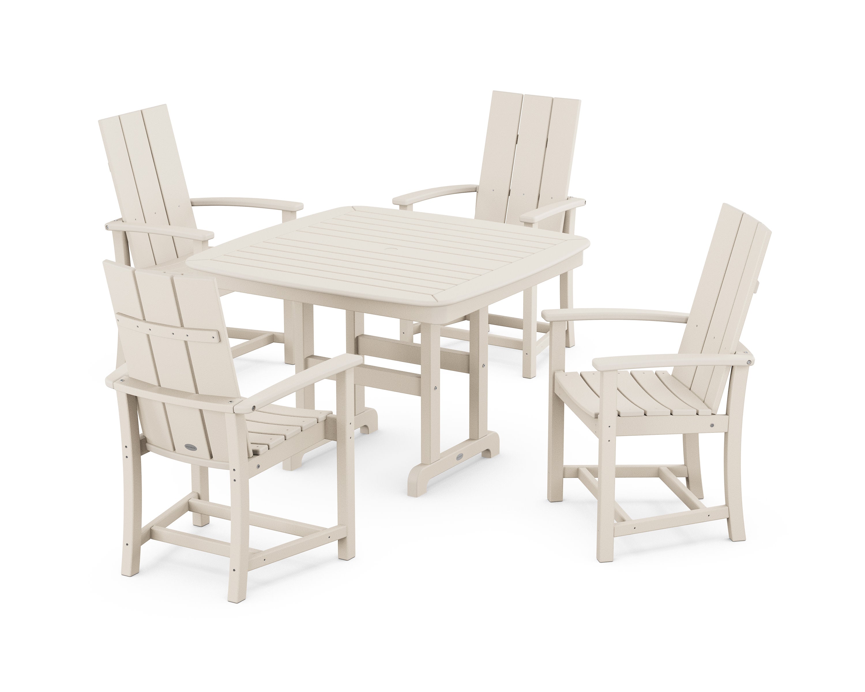 Modern Adirondack 5-Piece Dining Set with Trestle Legs in Sand