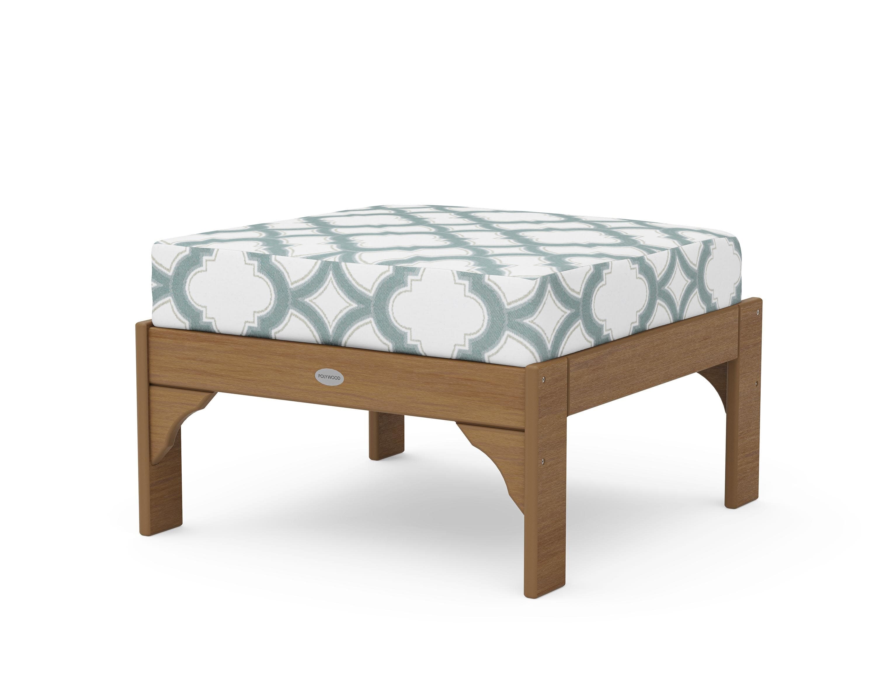 Vineyard Deep Seating Ottoman in Natural / Trellis Glacier Spa