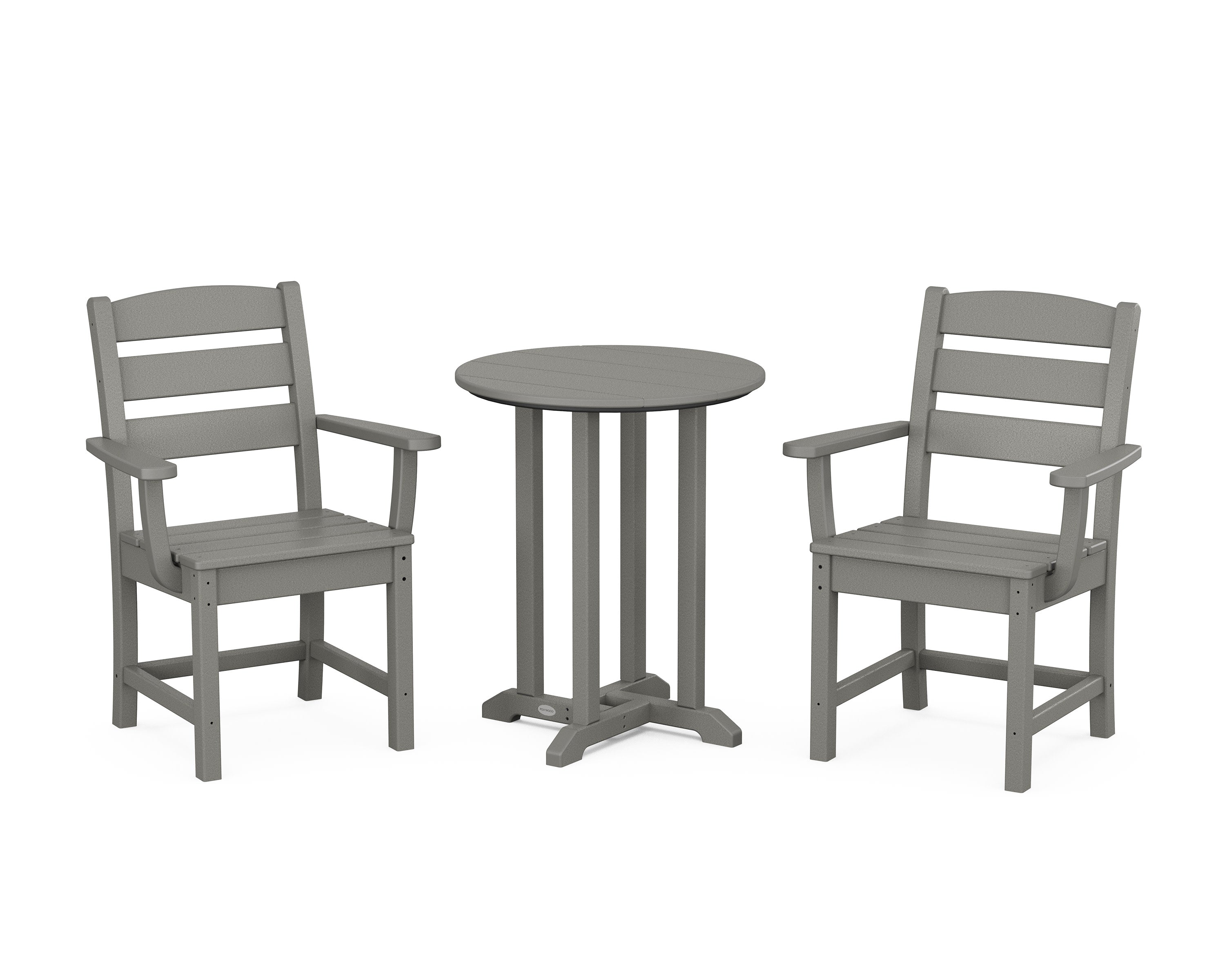 Lakeside 3-Piece Round Bistro Dining Set in Slate Grey