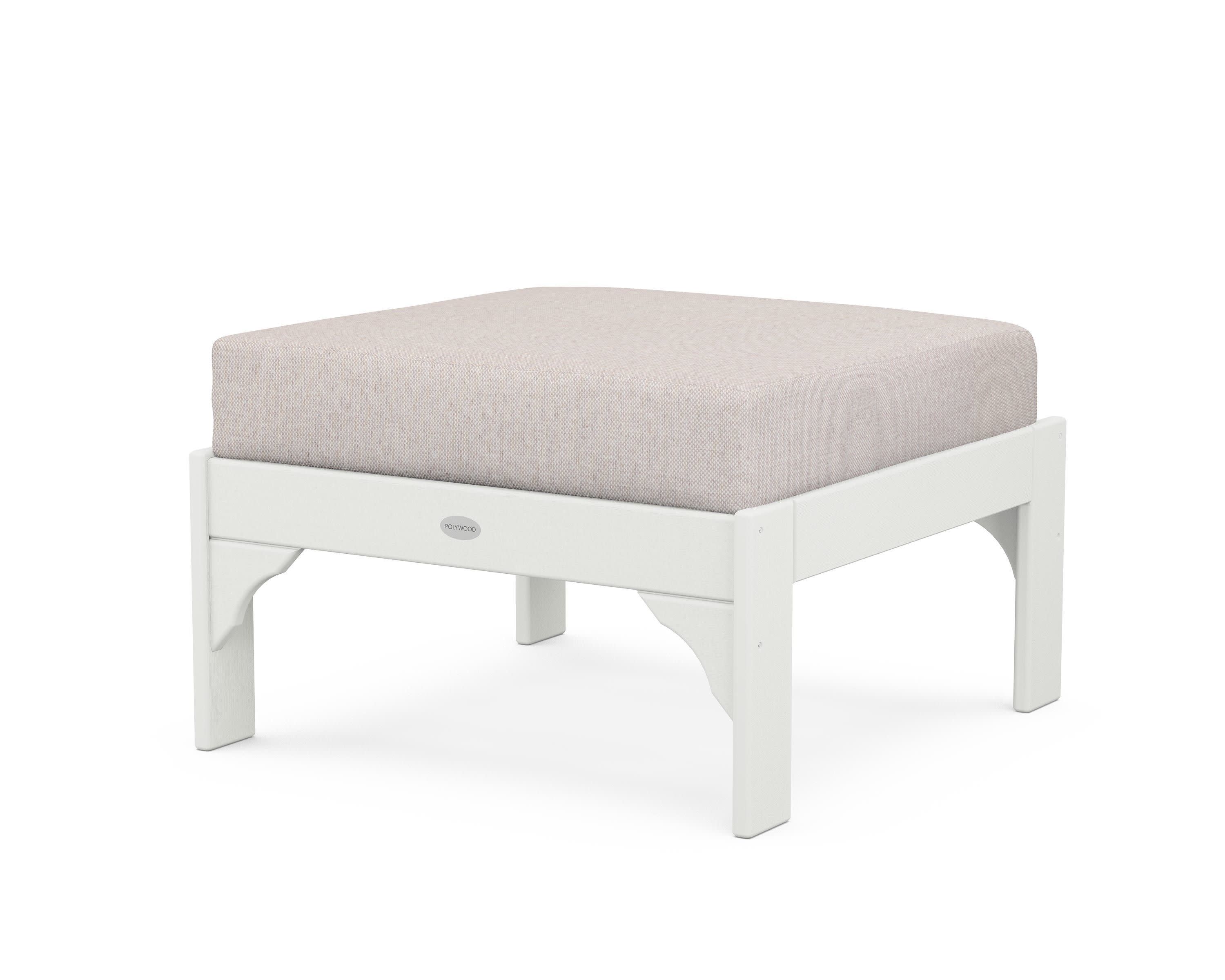 Vineyard Deep Seating Ottoman in Vintage White / Dune Burlap