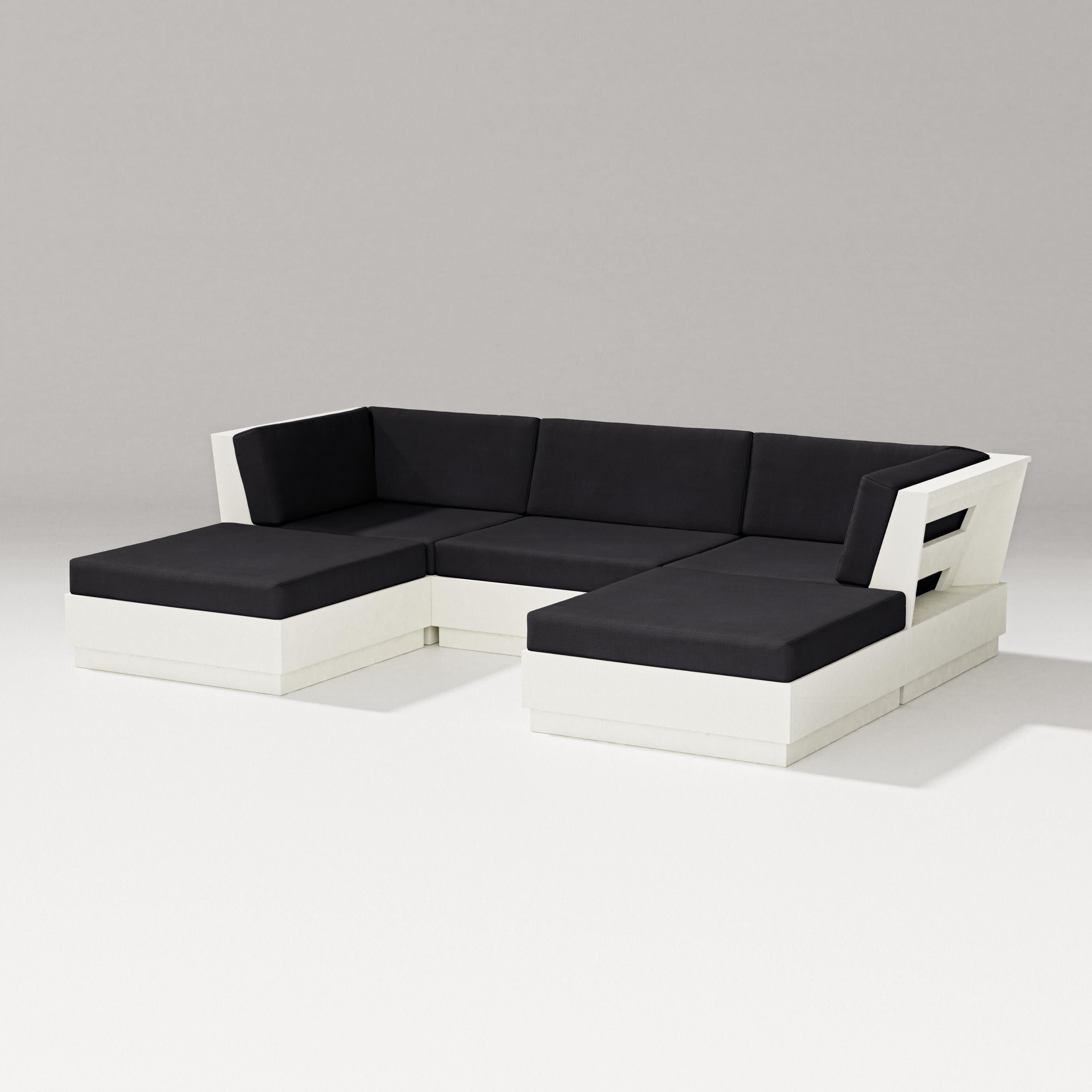 Elevate Double Chaise Sectional in Vintage White / Midnight Linen