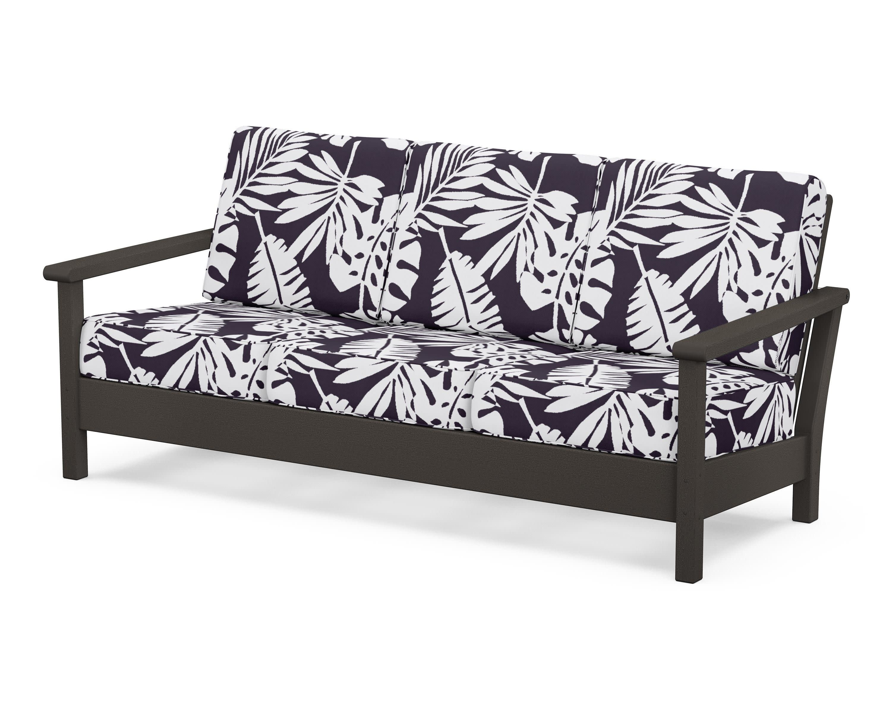 Harbour Deep Seating Sofa in Vintage Coffee / Leaf Navy