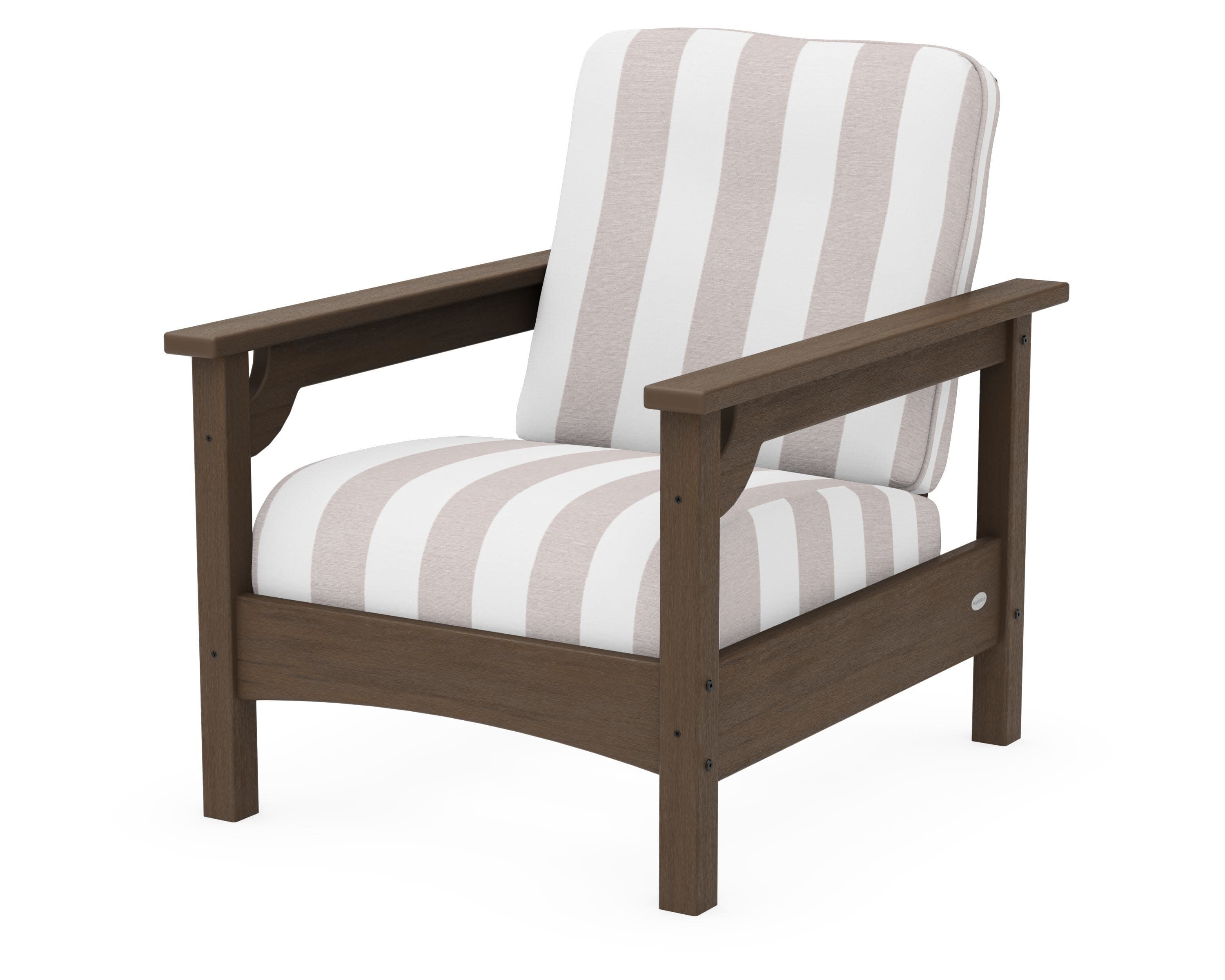 Club Chair in Kona / Cabana Stripe Dune Burlap