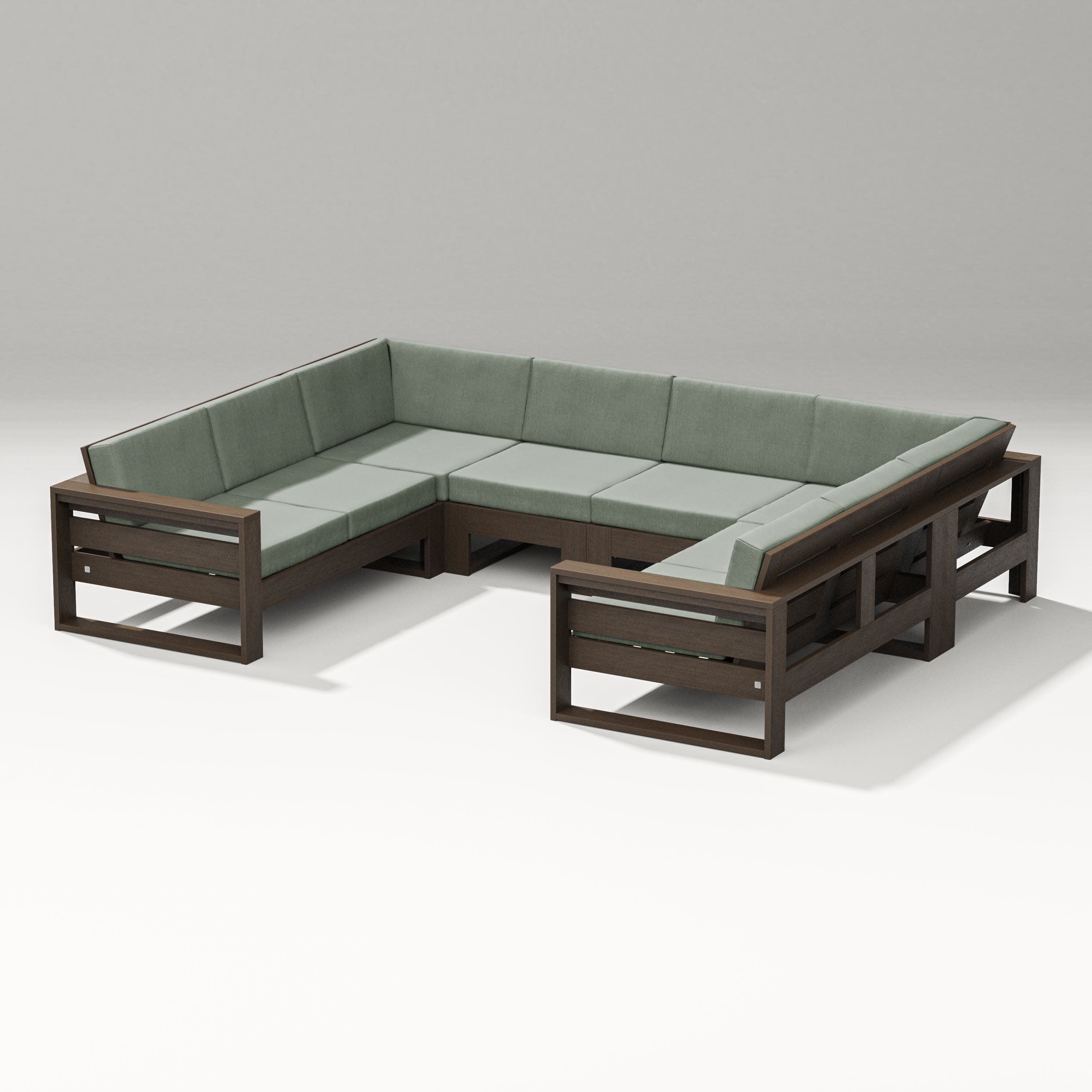 Latitude U-Shaped Sectional in Kona / Cast Sage