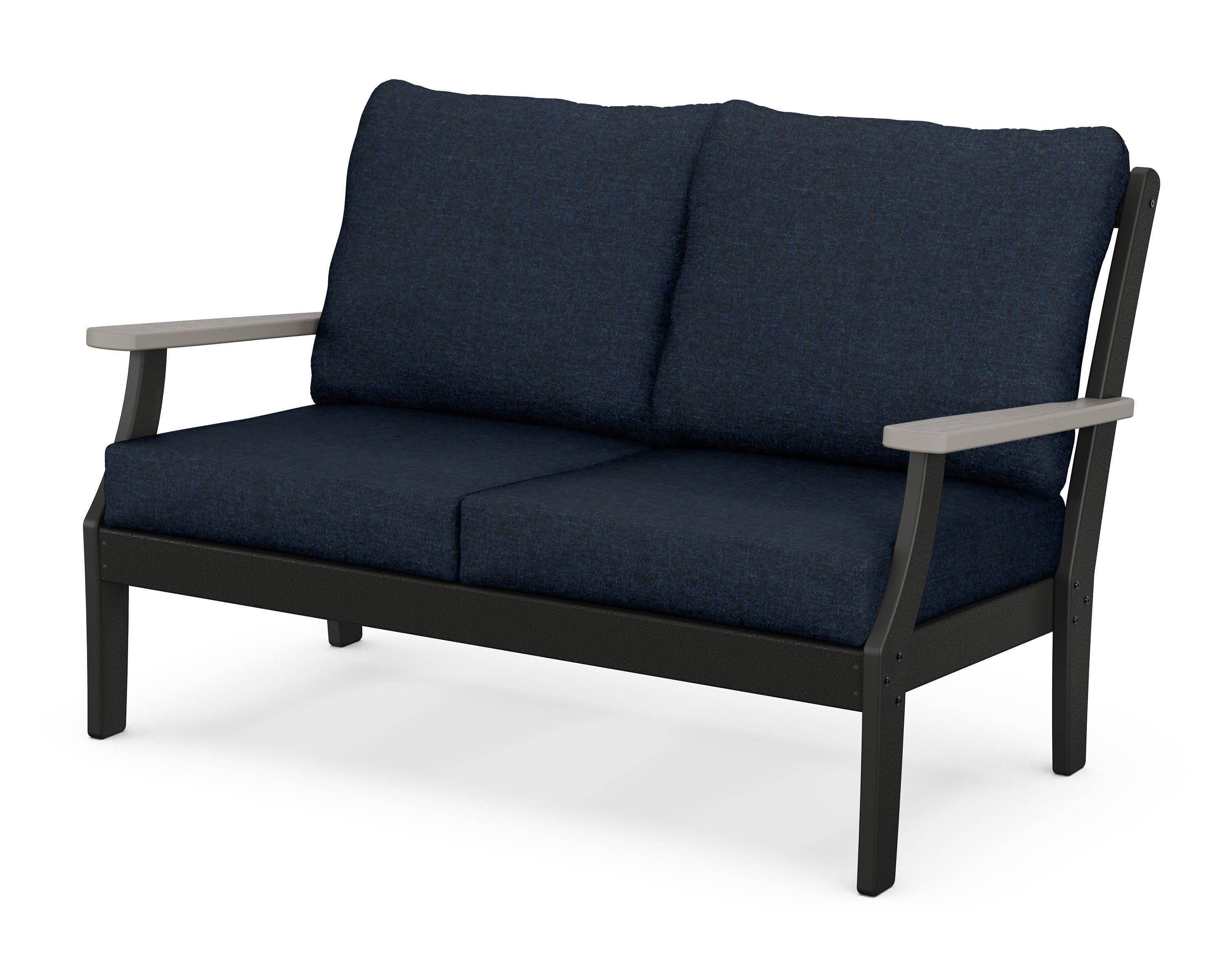 Braxton Deep Seating Loveseat in Black / Driftwood / Marine Indigo