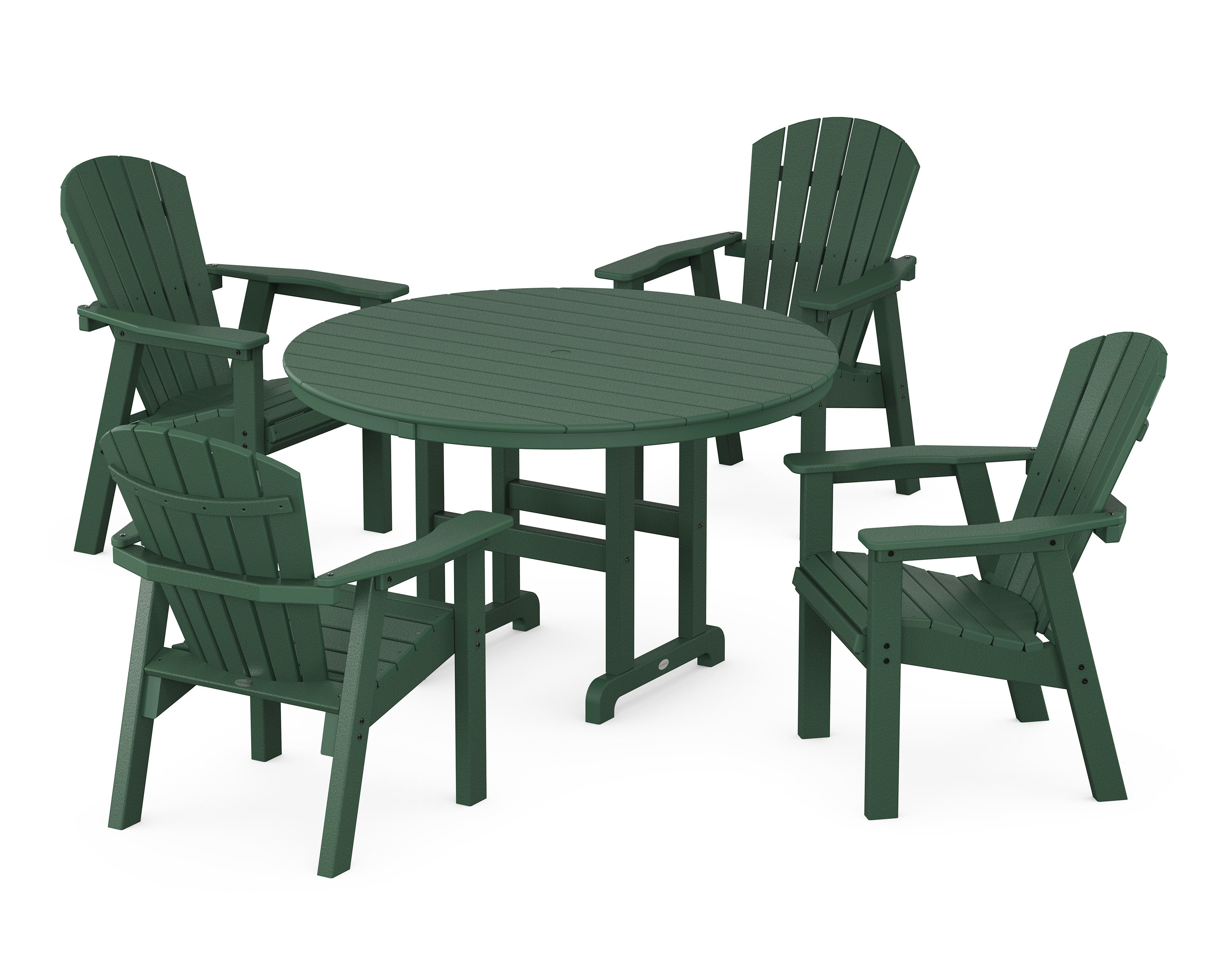 Seashell 5-Piece Round Farmhouse Dining Set in Green