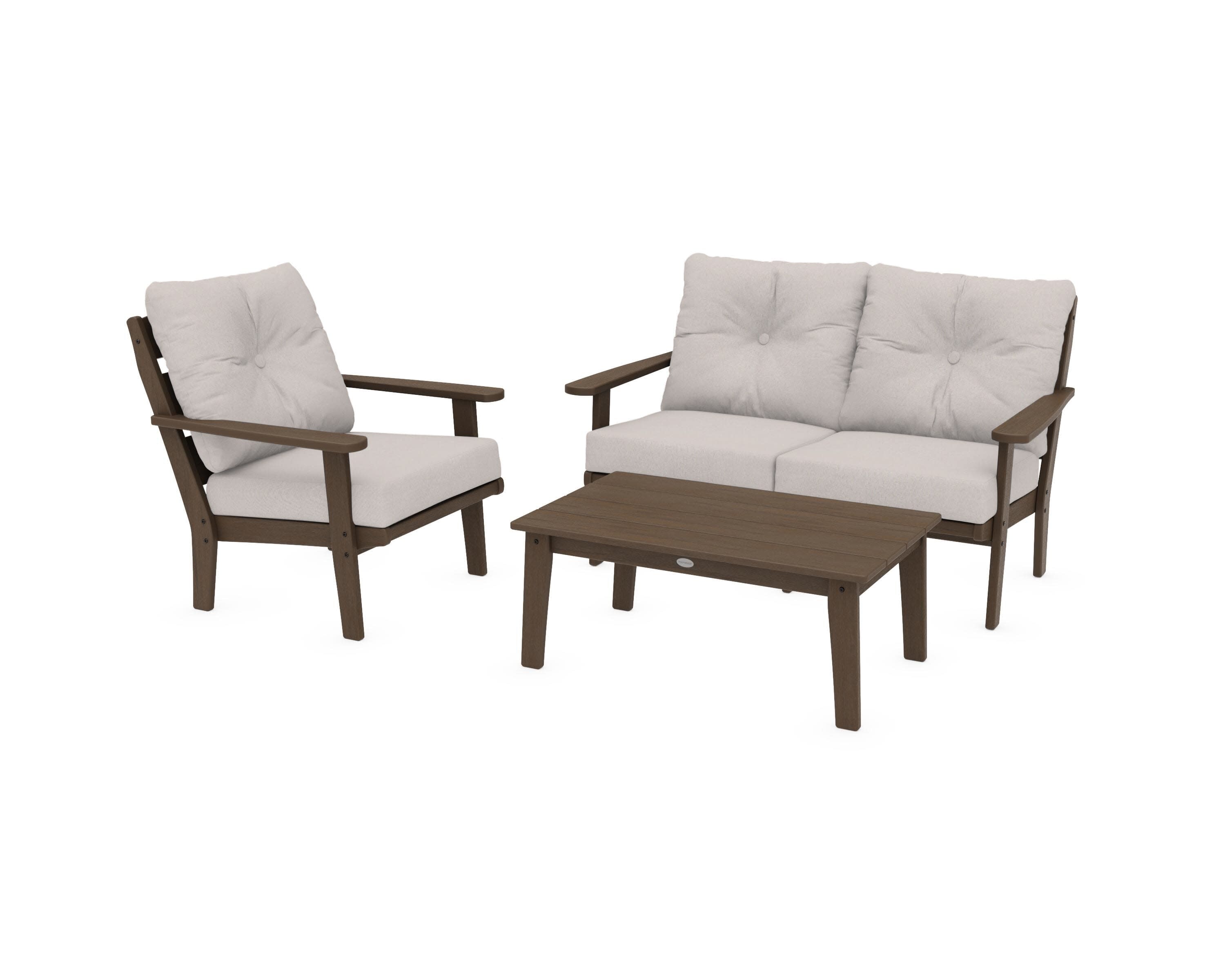 Lakeside 3-Piece Deep Seating Set in Kona / Dune Burlap
