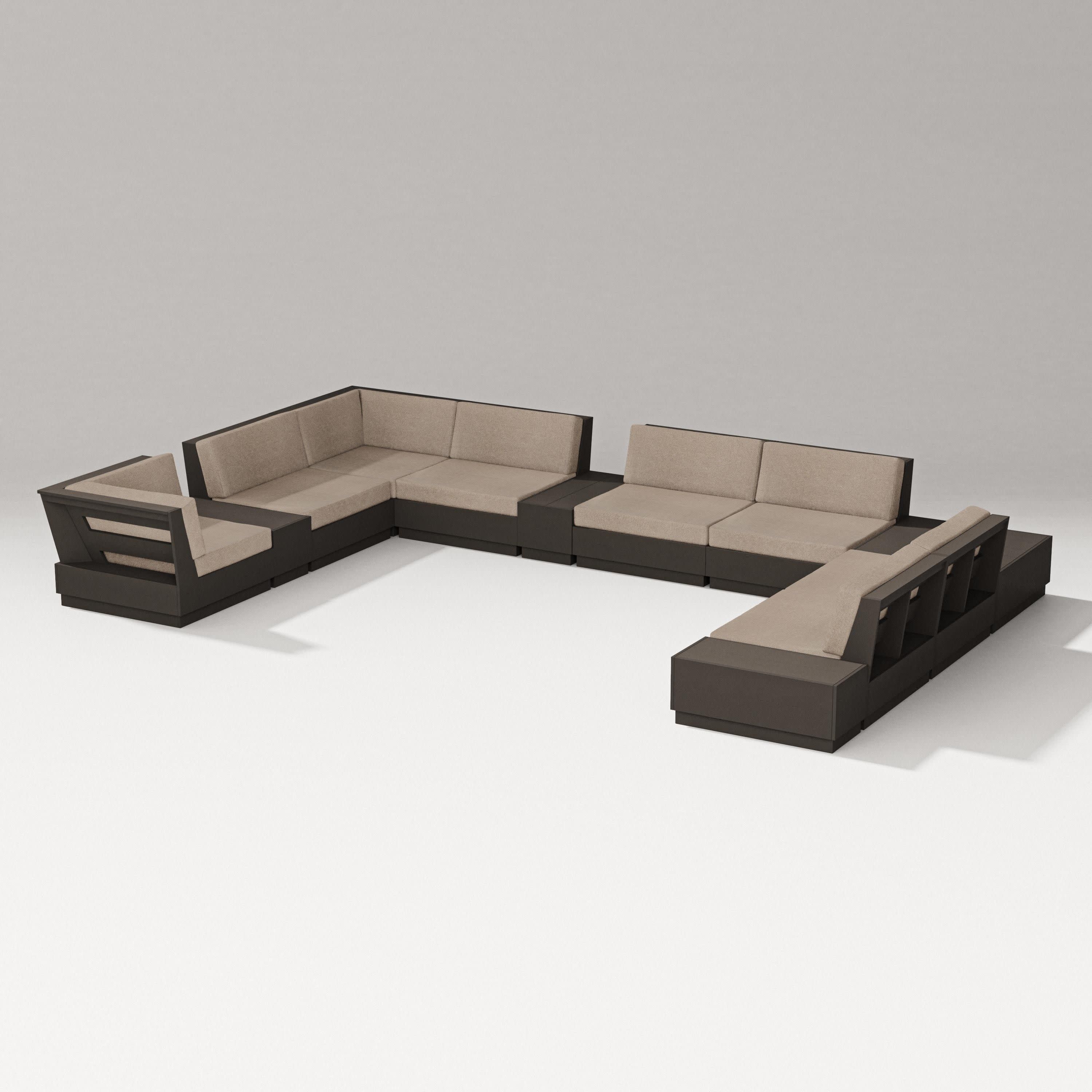 Elevate 12-Piece Conversation Sectional Set in Vintage Coffee / Spiced Burlap