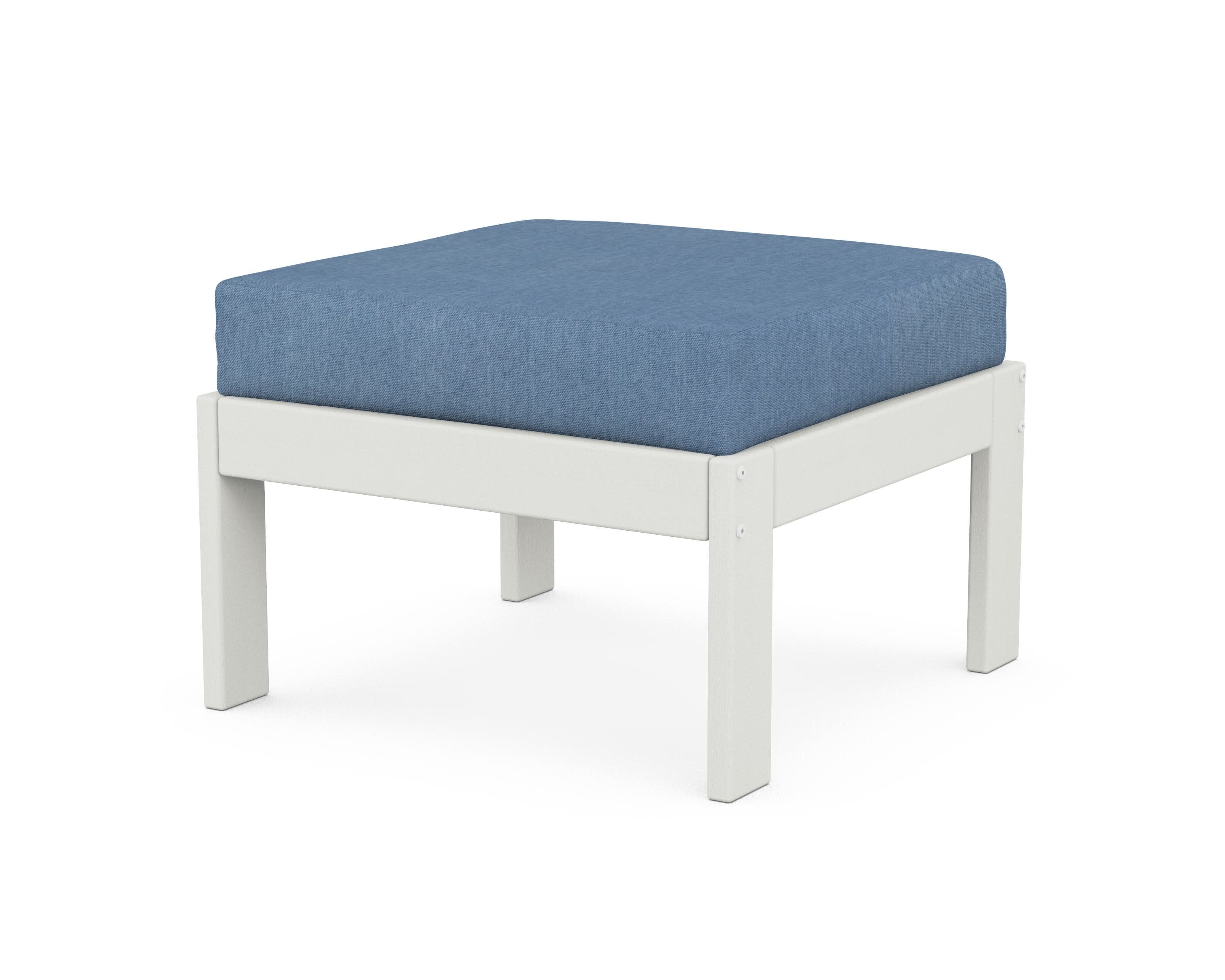 Vineyard Modular Ottoman in Vintage White / Sky Blue
