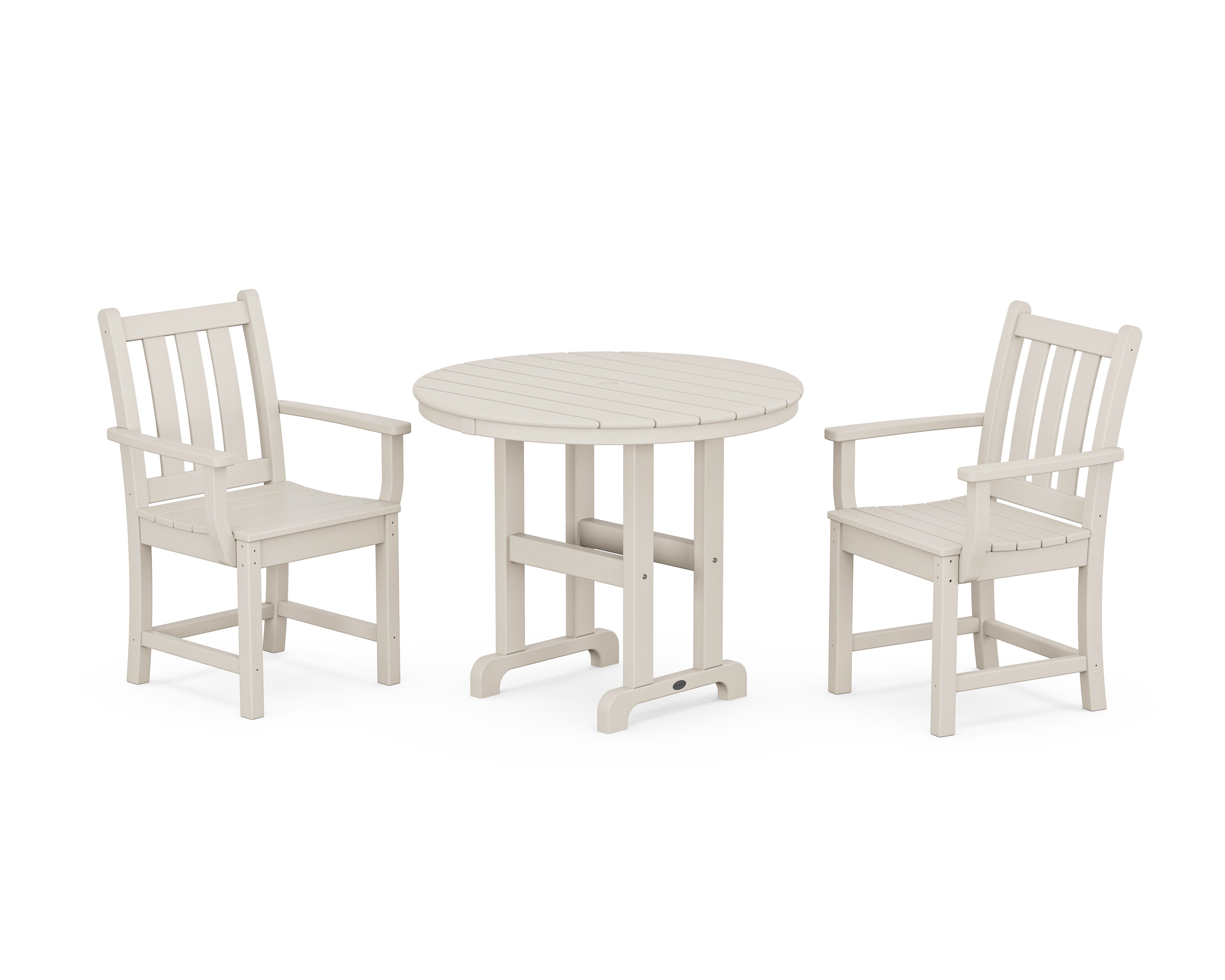 Traditional Garden 3-Piece Round Dining Set in Sand