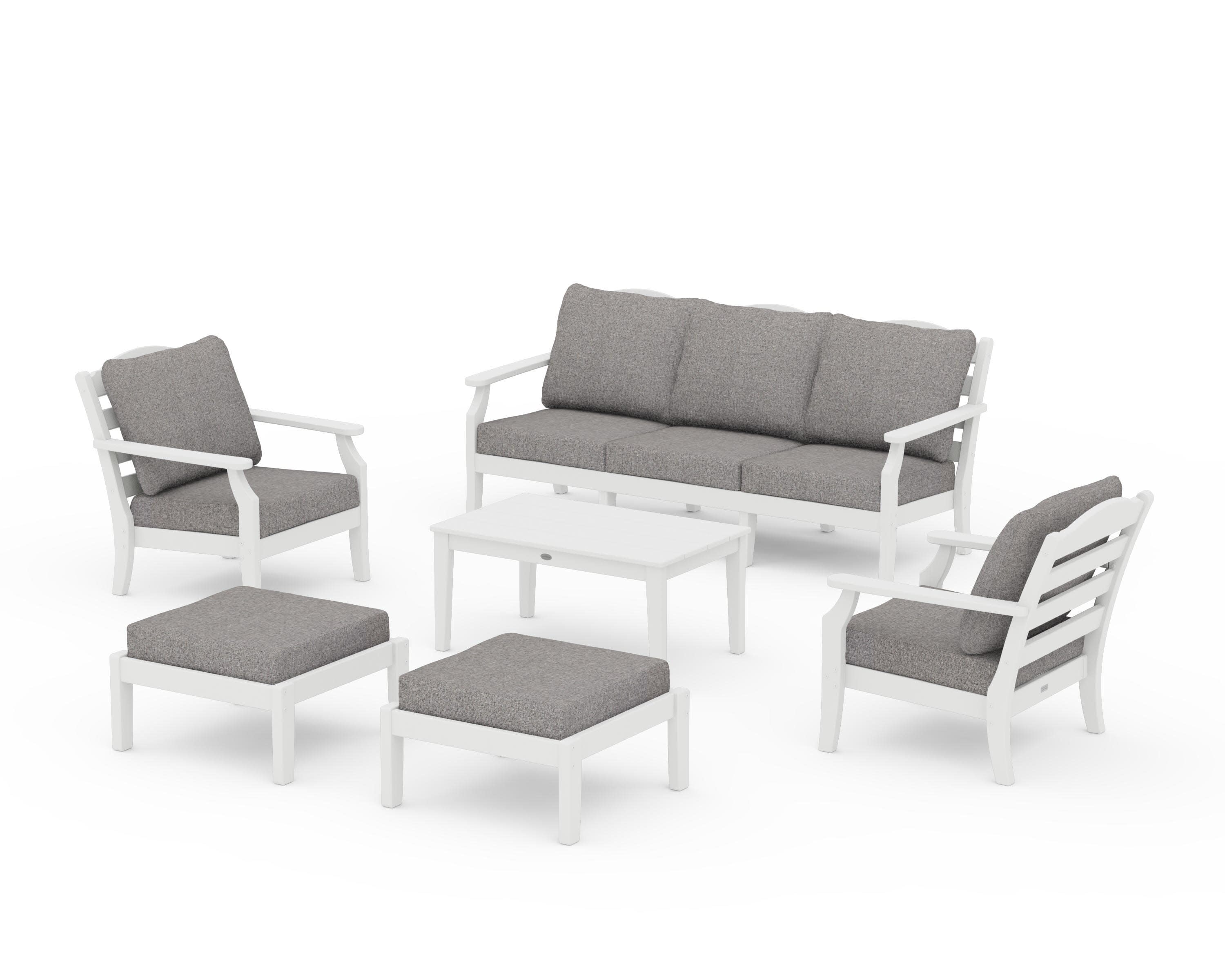 Savannah 6-Piece Lounge Sofa Set in White / Grey Mist