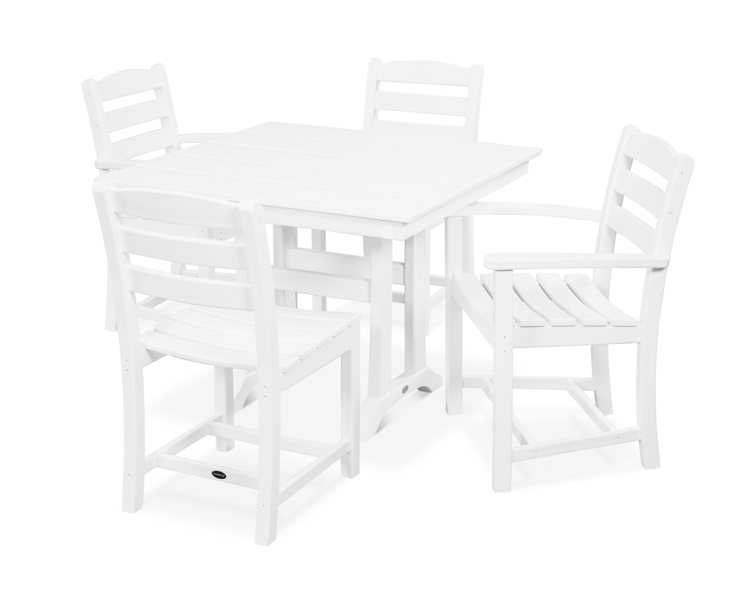 La Casa Caf 5-Piece Farmhouse Dining Set with Trestle Legs in White