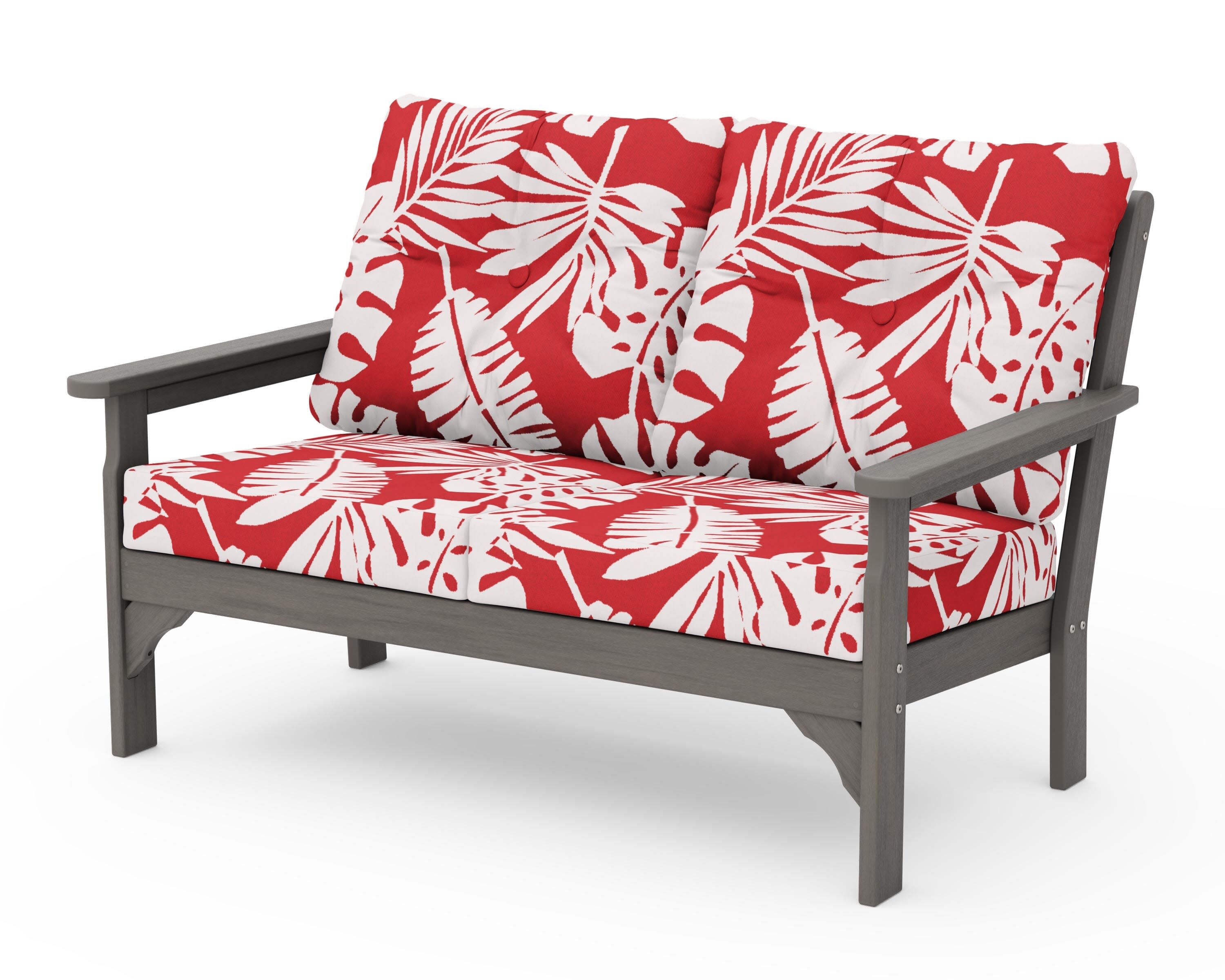 Vineyard Deep Seating Loveseat in Driftwood / Leaf Crimson
