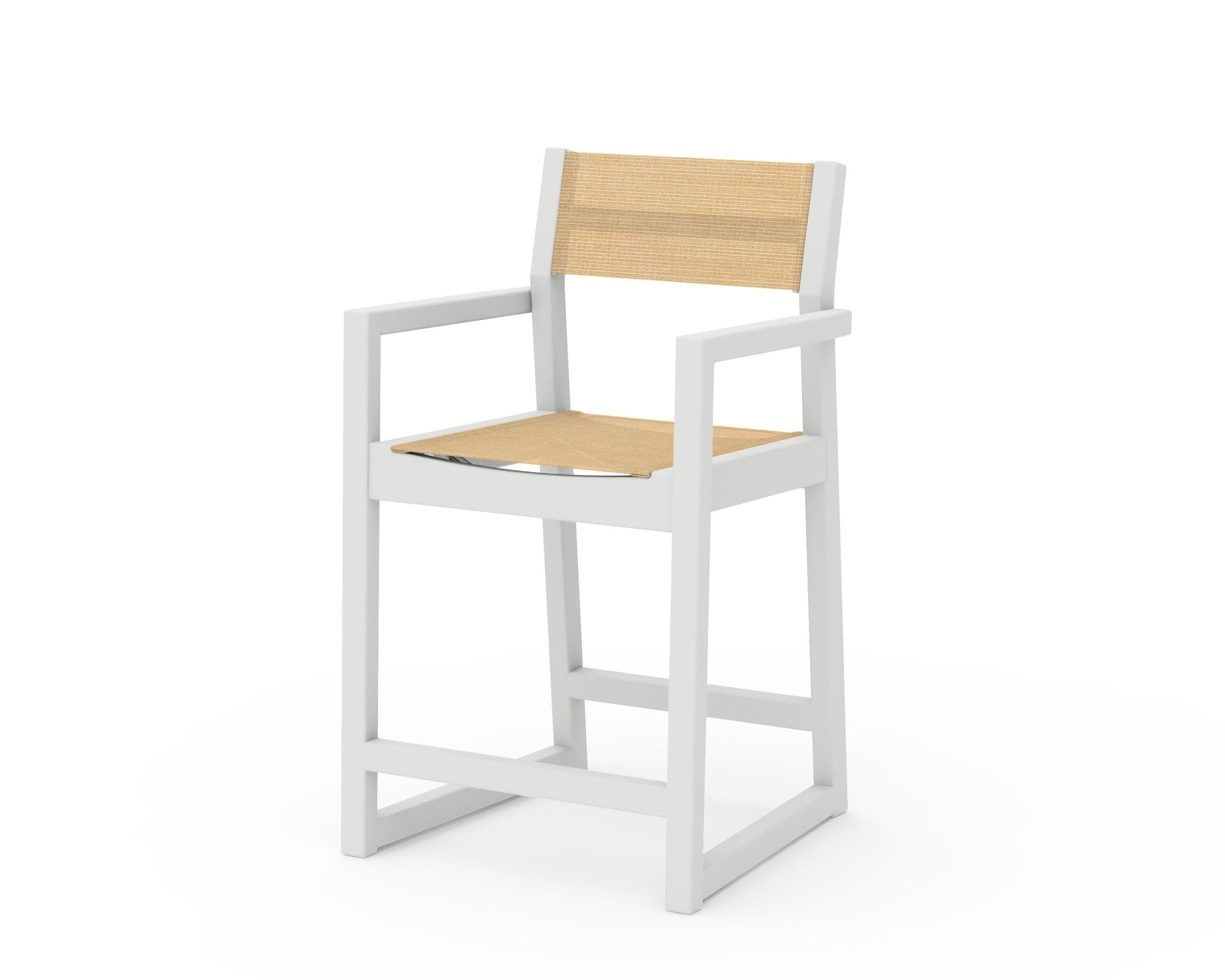 EDGE Sling Counter Arm Chair in Vintage White / Dupioni Apricot Sling