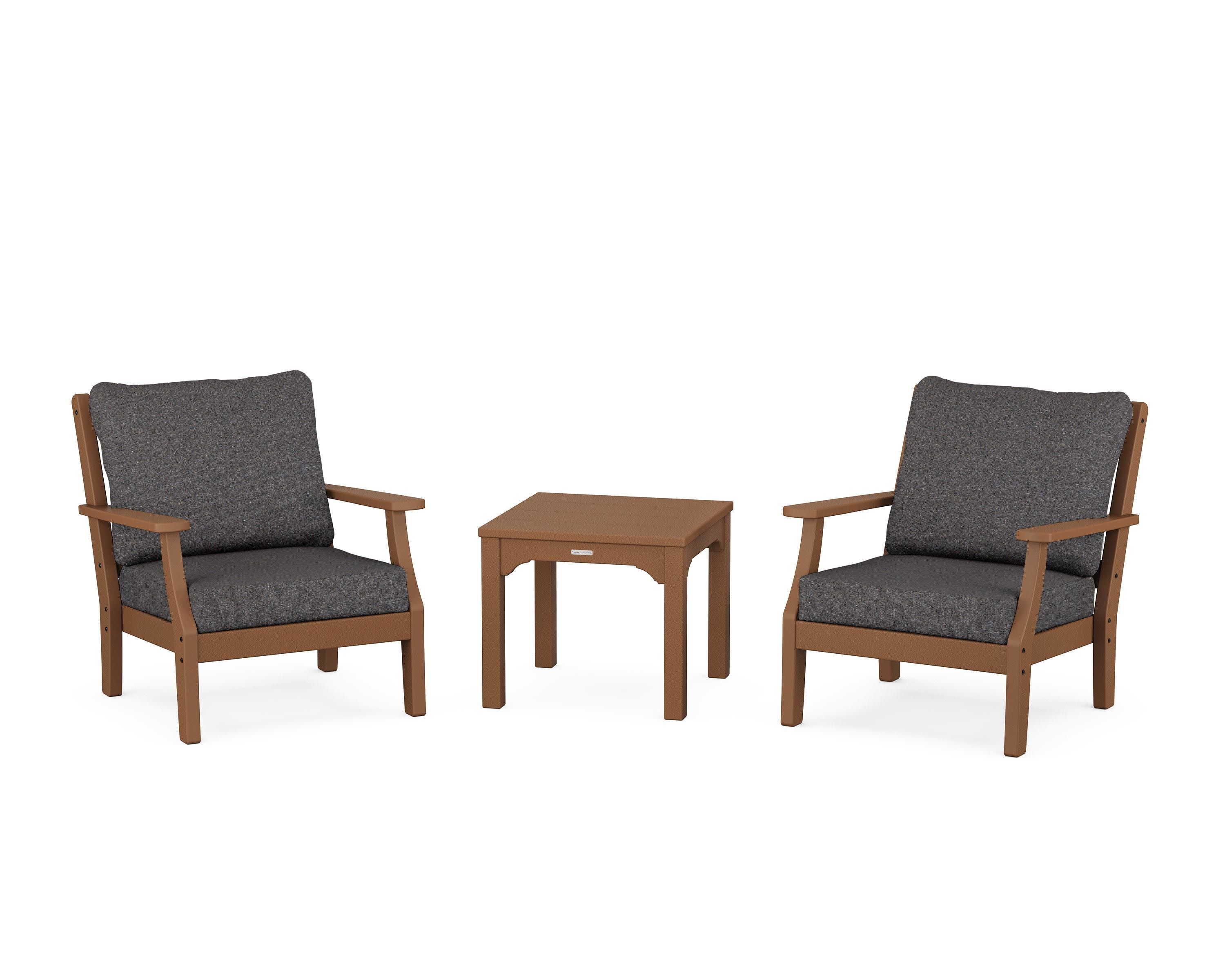 Chinoiserie 3-Piece Deep Seating Set in Teak / Ash Charcoal