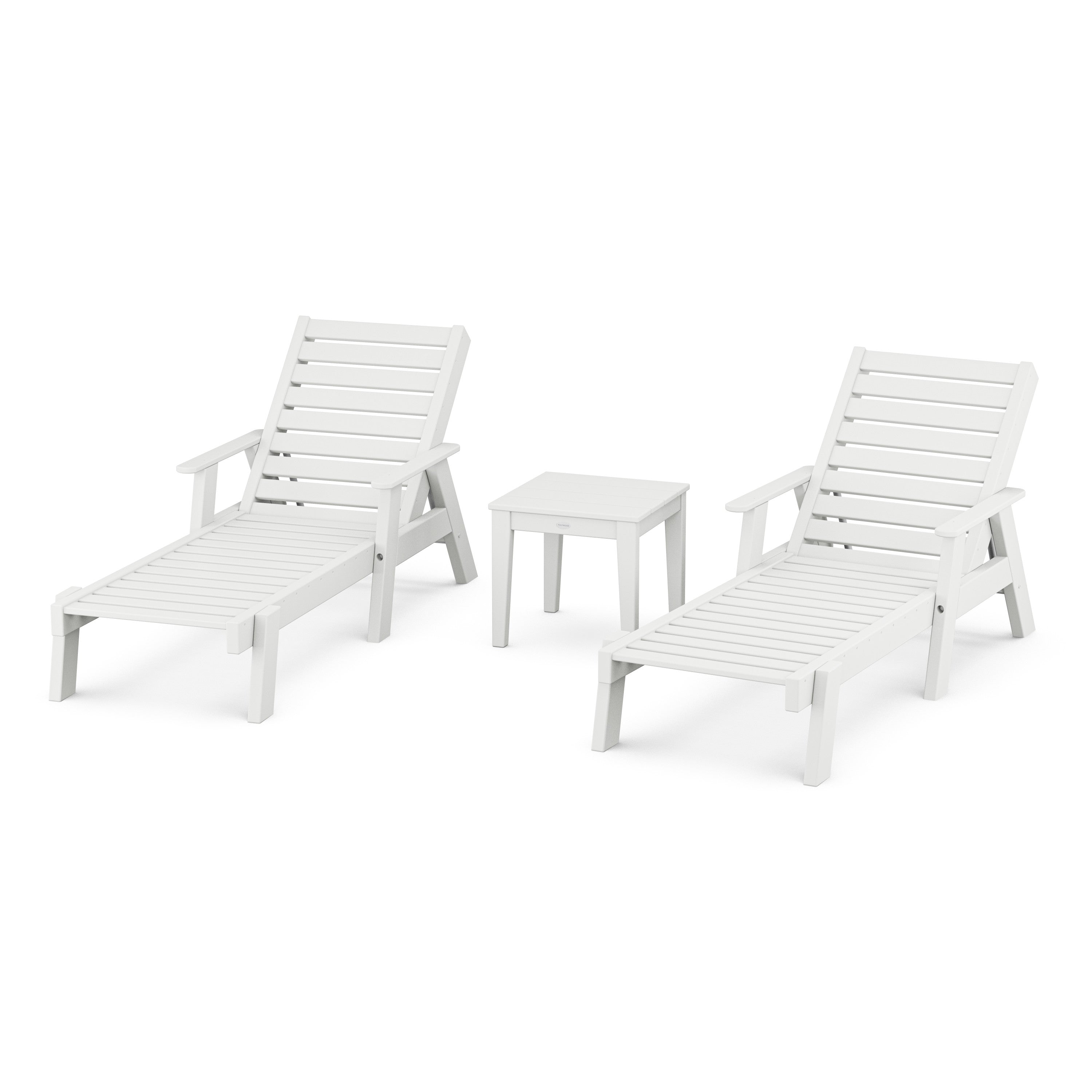 Captain Chaise 3-Piece Set with Arms in White