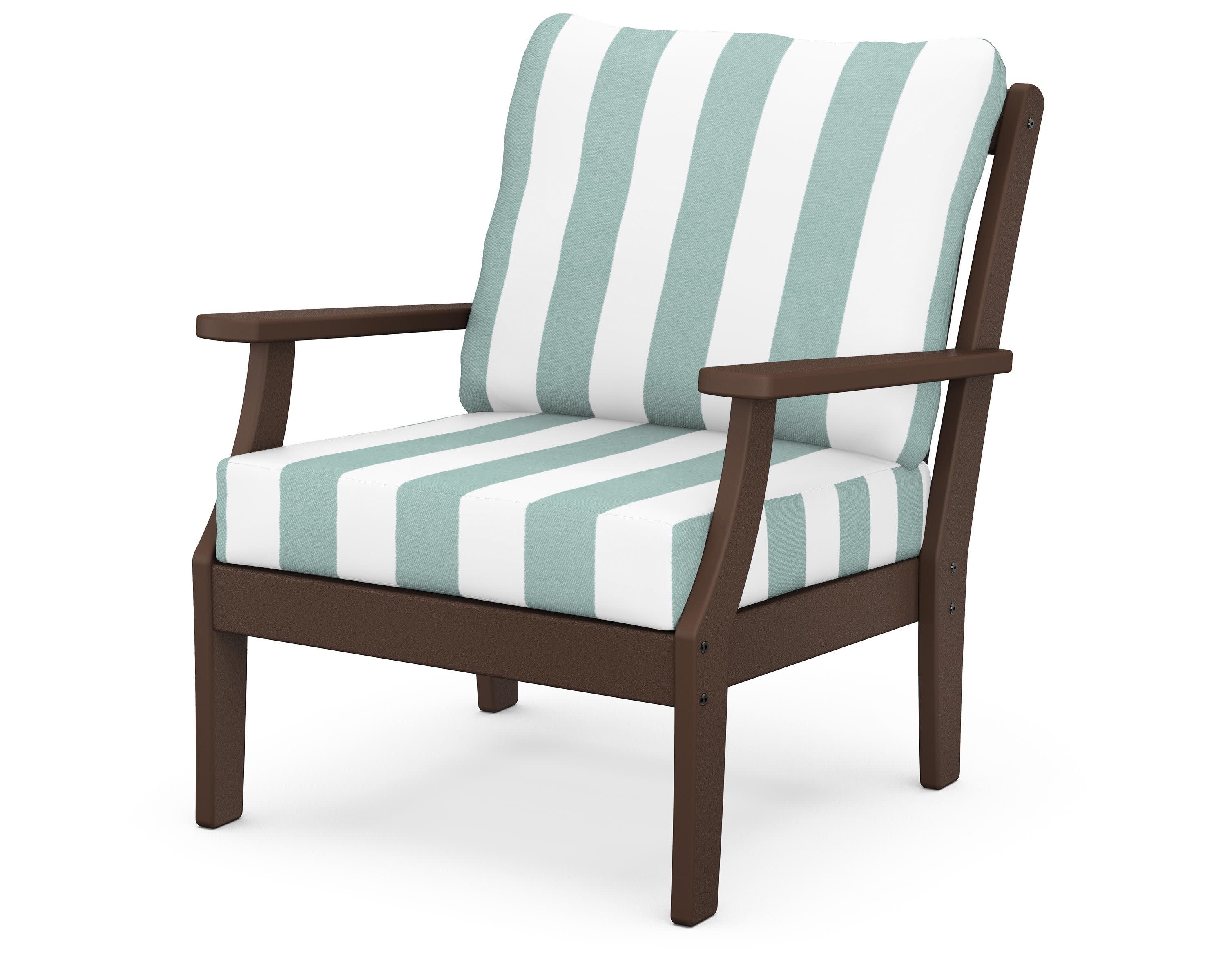 Braxton Deep Seating Chair in Mahogany / Cabana Stripe Glacier Spa