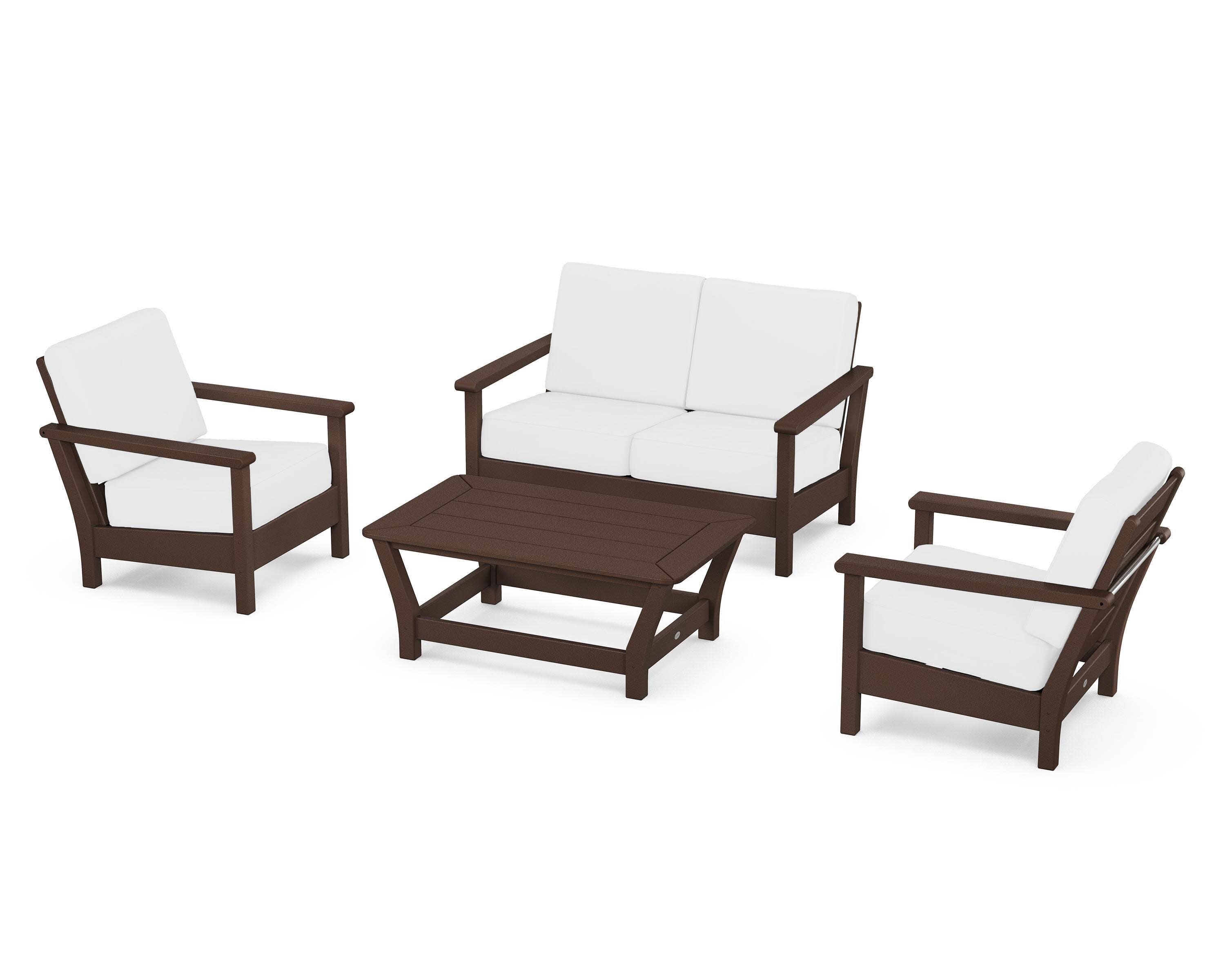Harbour 4-Piece Deep Seating Set in Mahogany / Natural