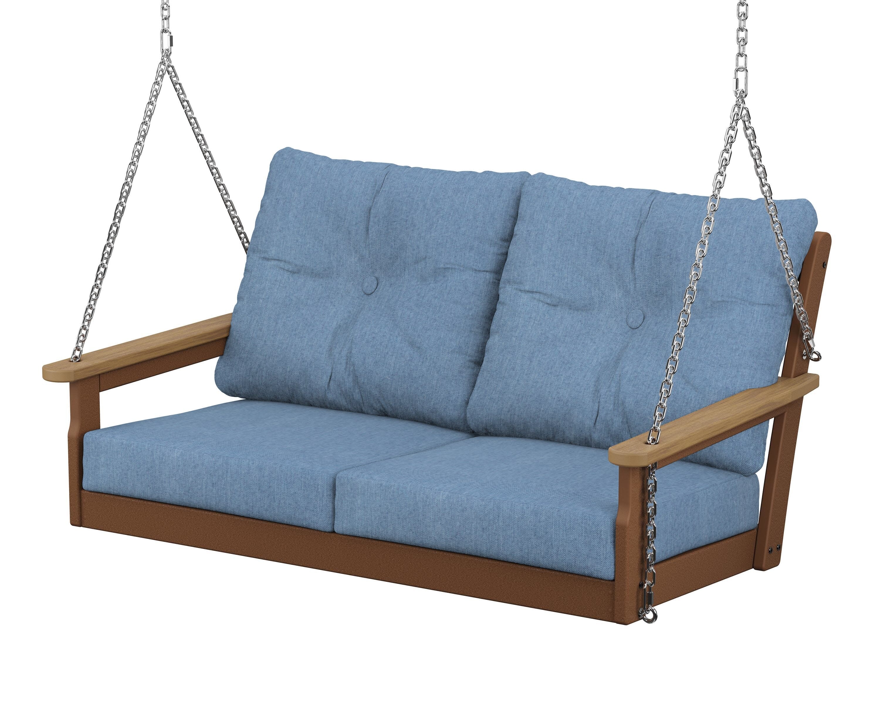 Vineyard Deep Seating Swing in Teak / Natural / Sky Blue