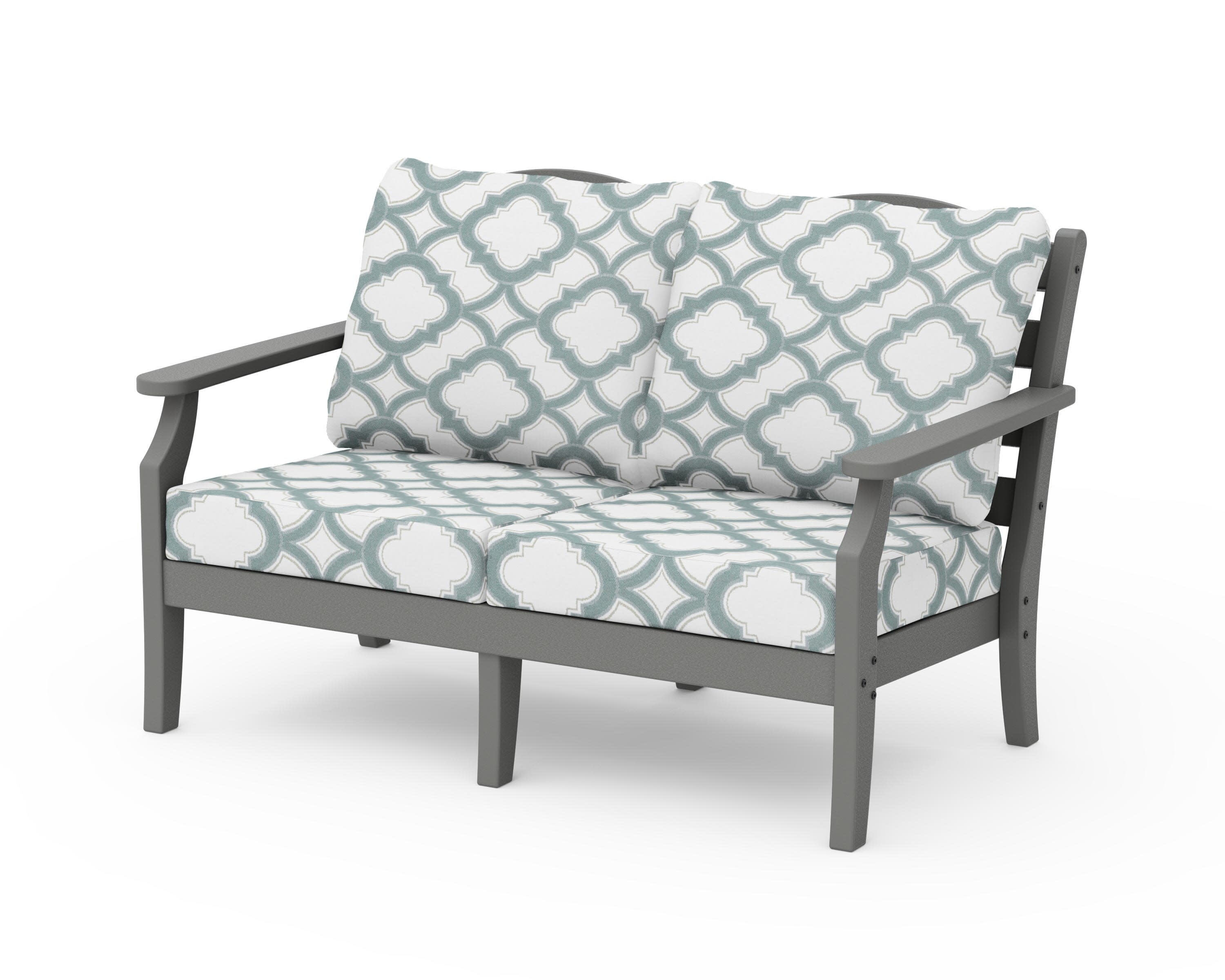 Savannah Deep Seating Loveseat in Slate Grey / Trellis Glacier Spa
