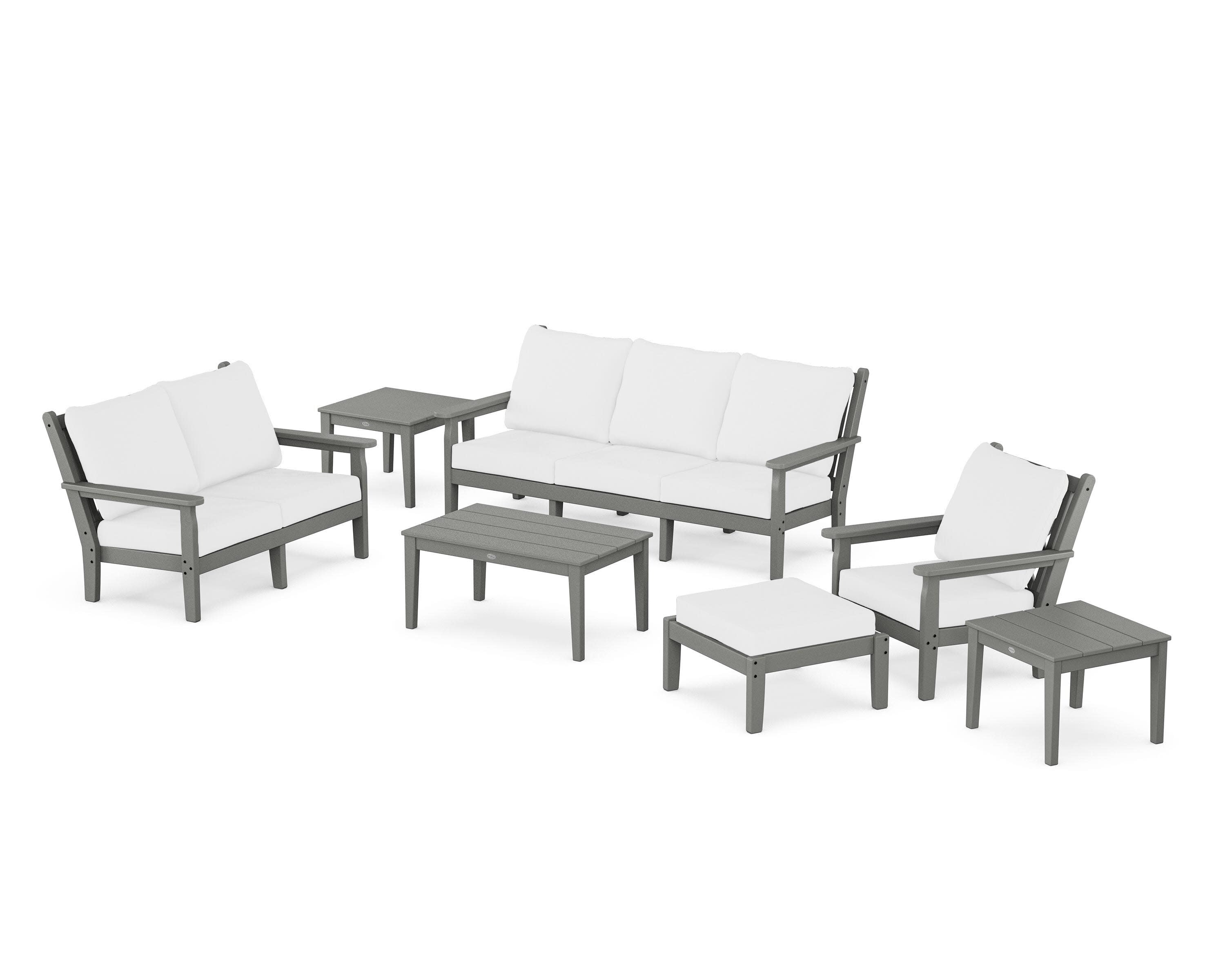 Chippendale 7-Piece Deep Seating Set in Slate Grey / Natural