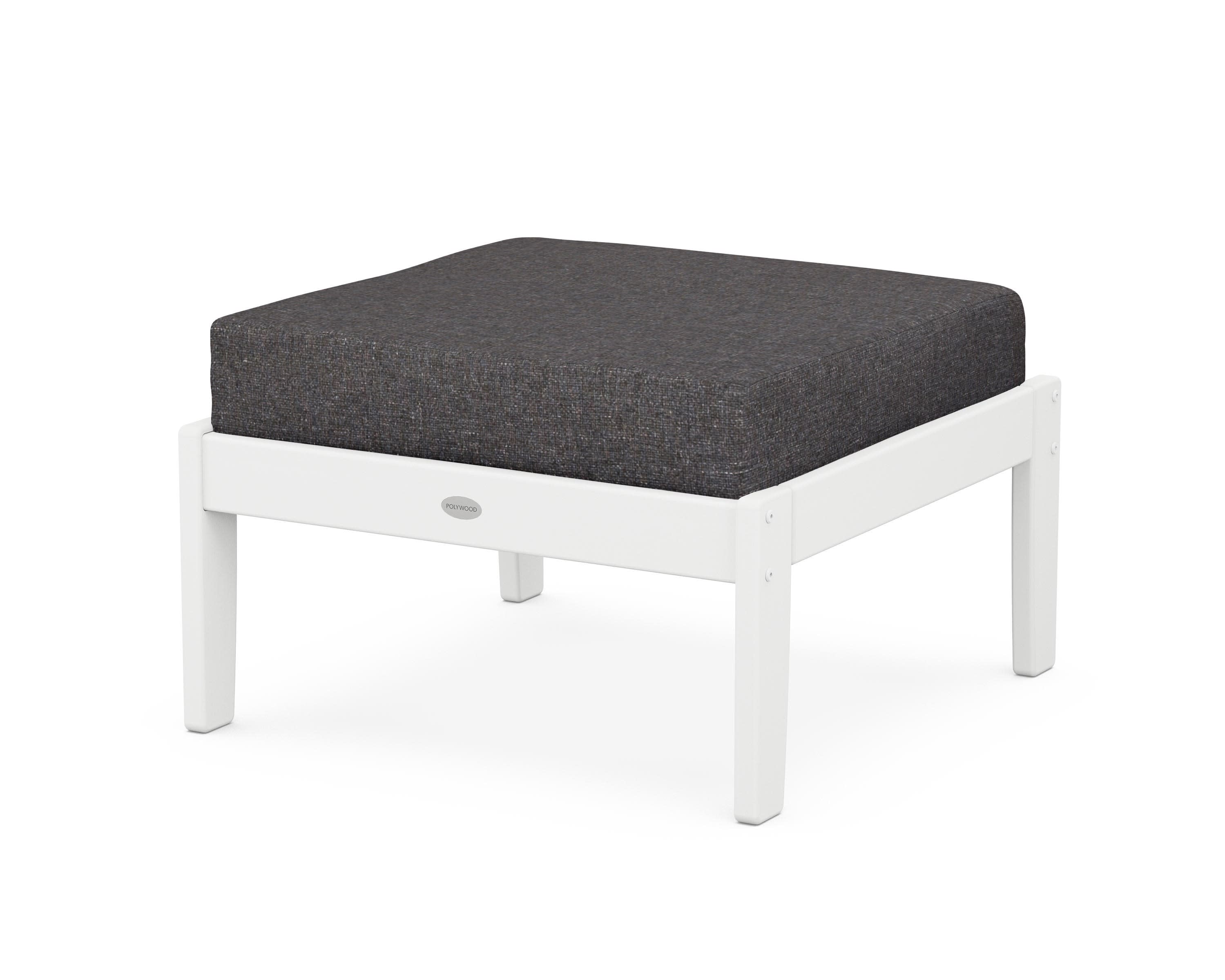 Braxton Deep Seating Ottoman in White / Ash Charcoal